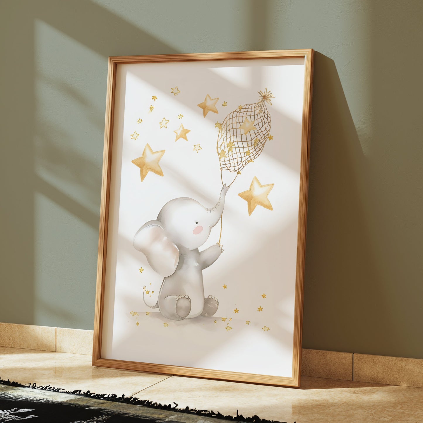 Premium Poster of Magical Elephant with Stars Illustration Posters
