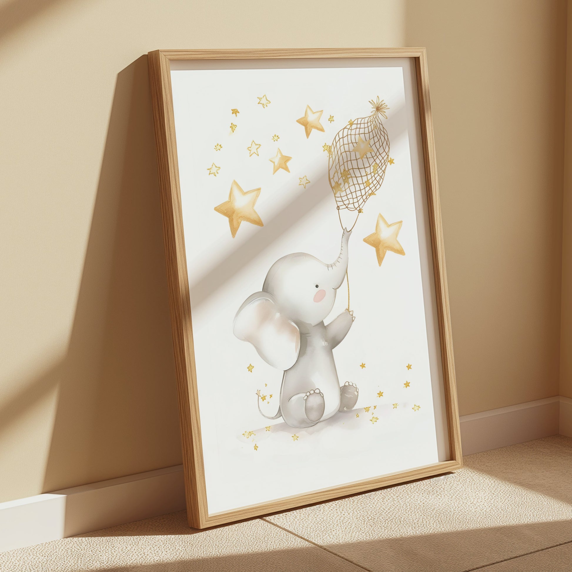 Premium Poster of Magical Elephant with Stars Illustration Posters