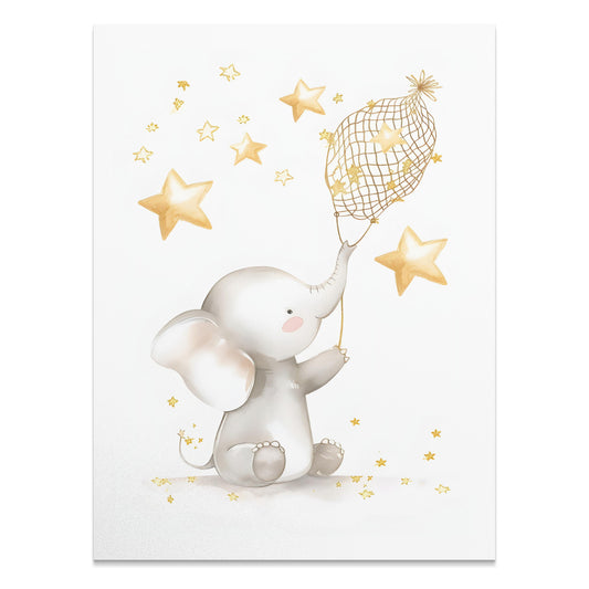 Premium Poster of Magical Elephant with Stars Illustration Posters