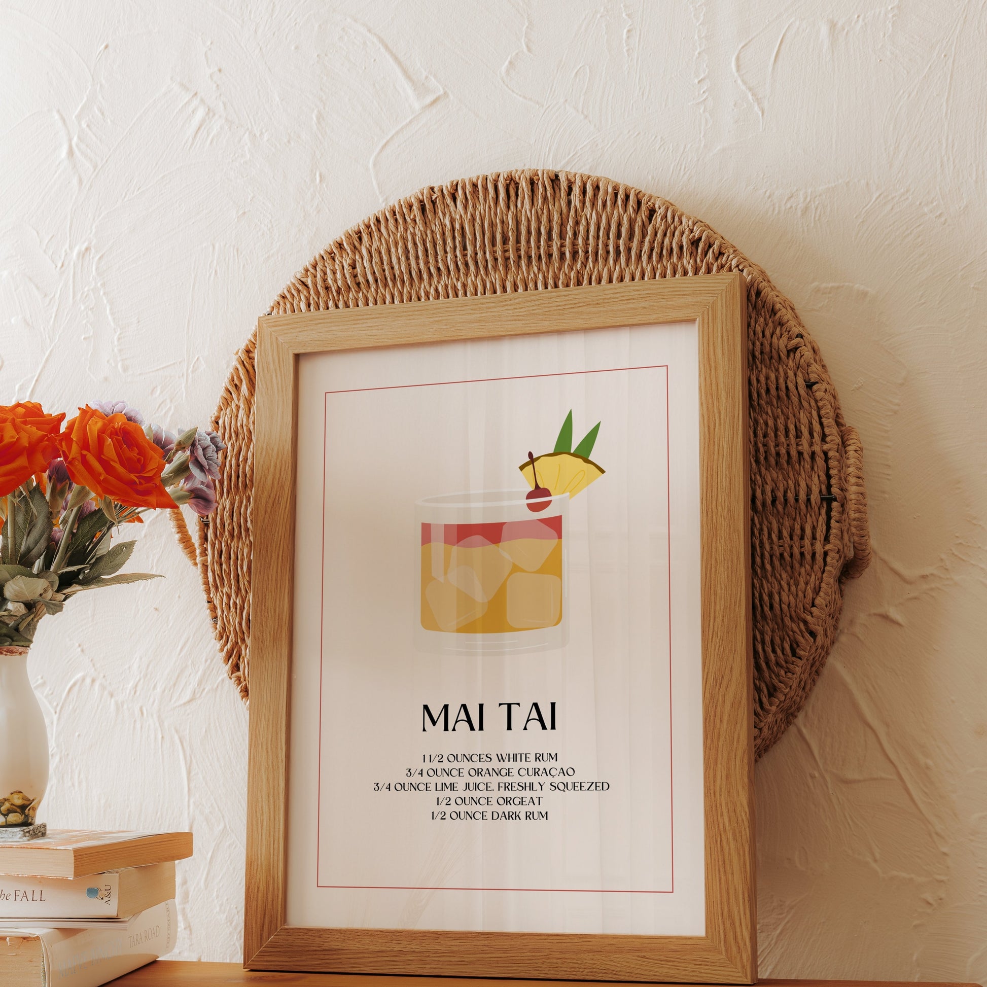 Premium Poster of Mai Tai Cocktail Recipe Minimalist Style Posters