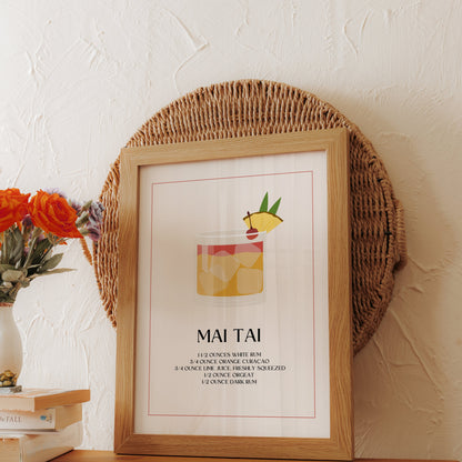 Premium Poster of Mai Tai Cocktail Recipe Minimalist Style Posters