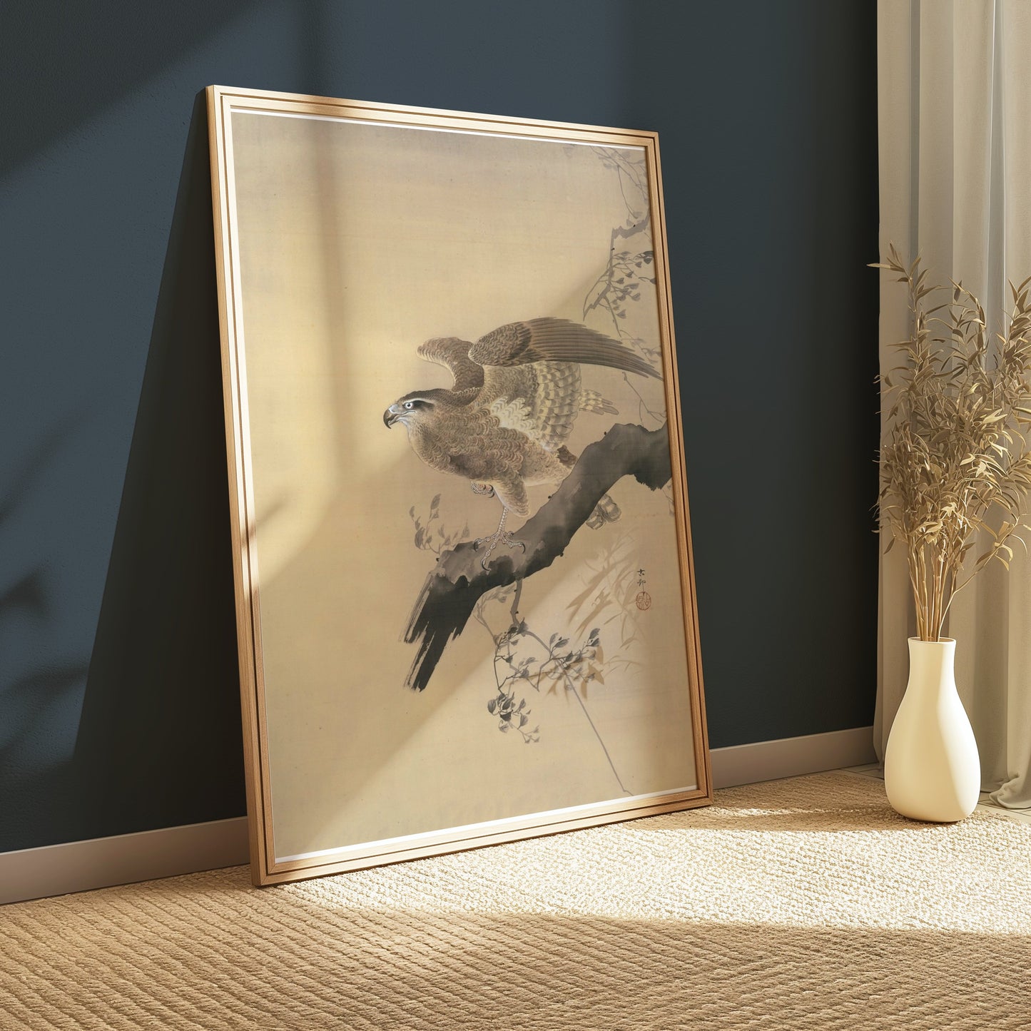 Premium Poster of Majestic Bird of Prey on Branch Wall Art Posters
