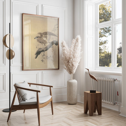 Premium Poster of Majestic Bird of Prey on Branch Wall Art Posters