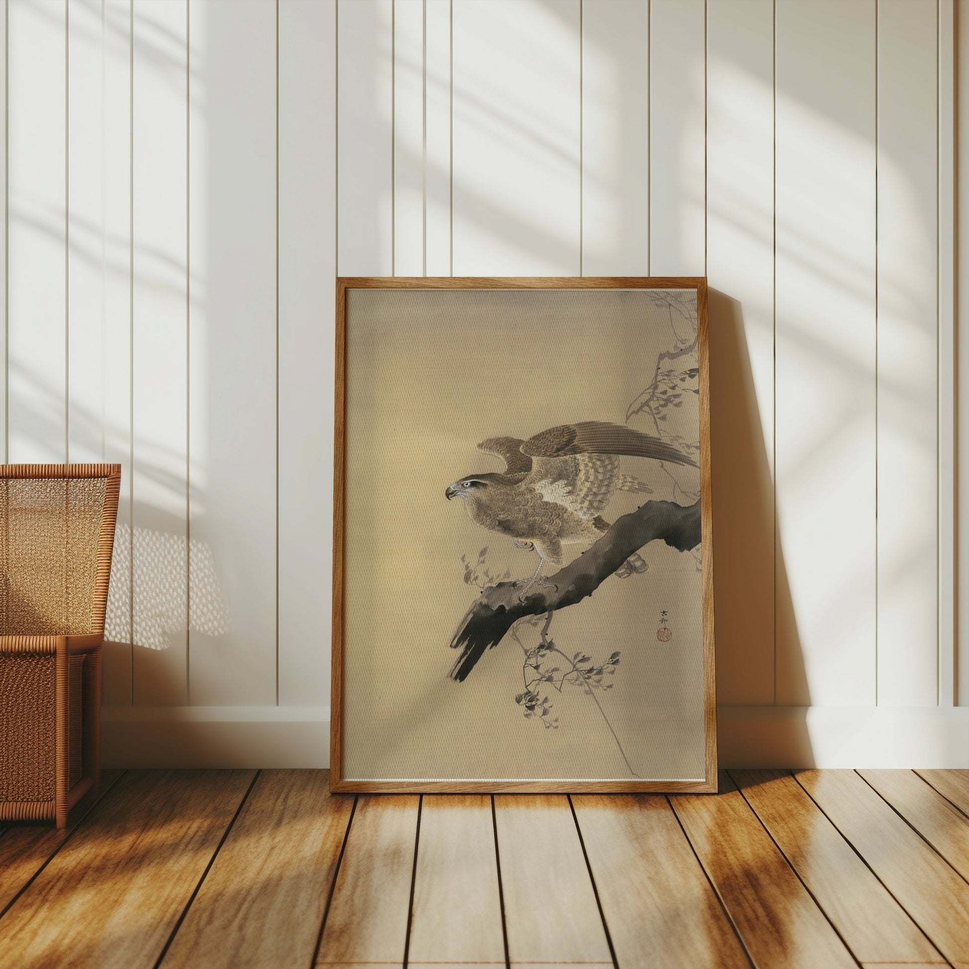 Premium Poster of Majestic Bird of Prey on Branch Wall Art Posters