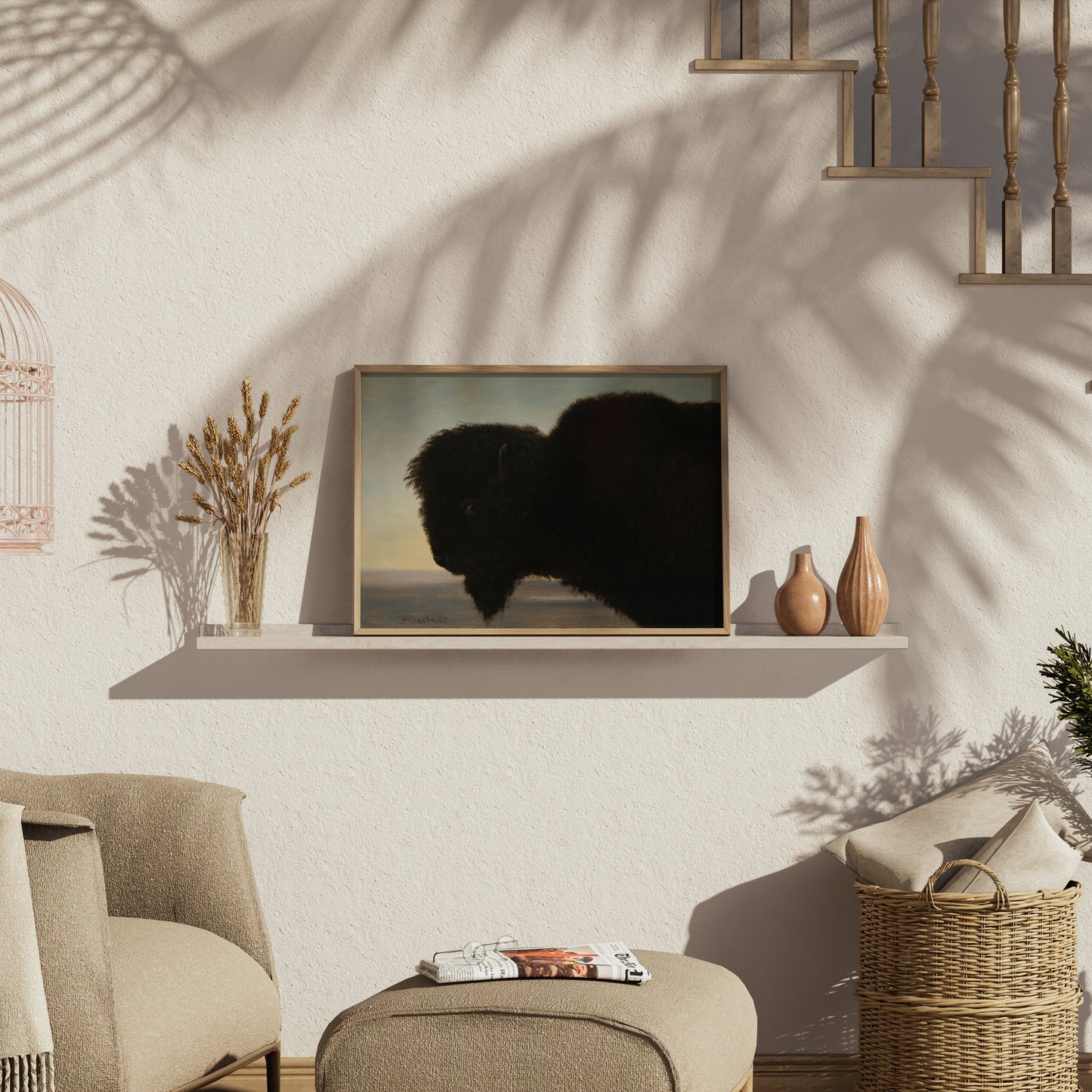 Premium Poster of Majestic Black Bison Art Print for Wall Decoration Posters