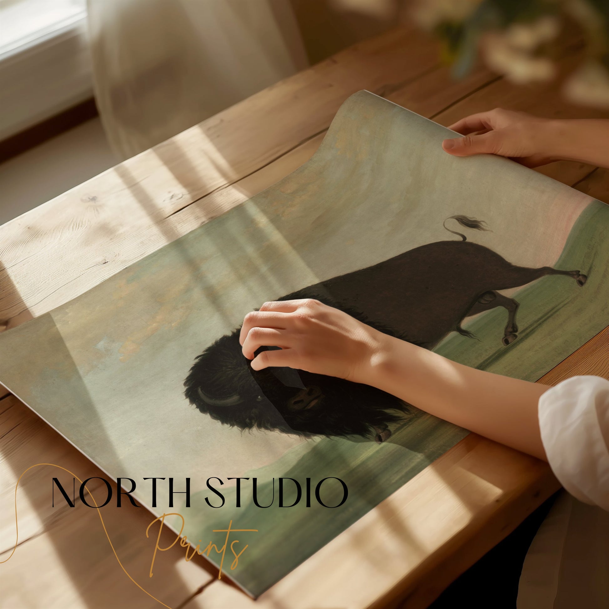 Premium Poster of Majestic Buffalo Standing Strong in Nature Scene Posters