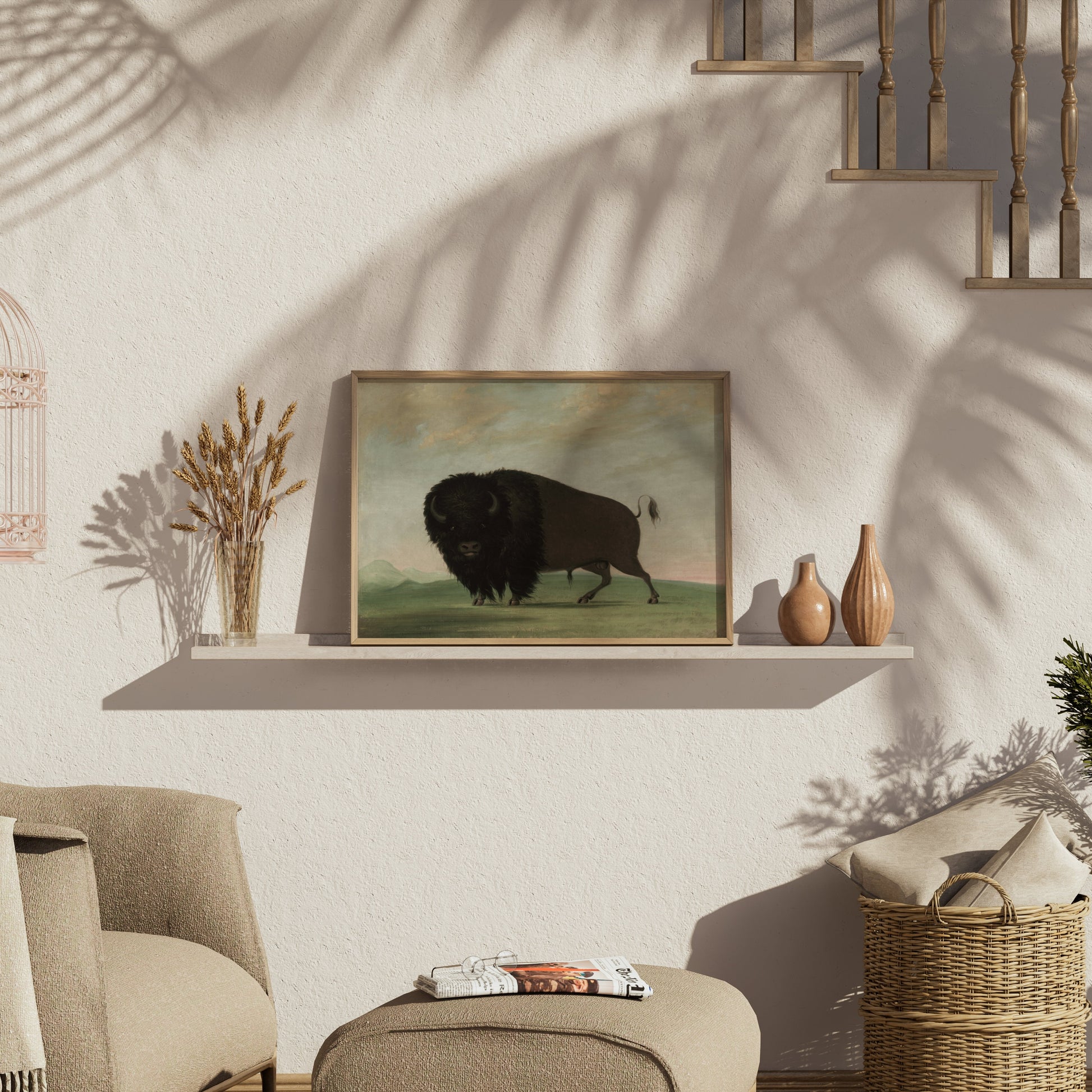 Premium Poster of Majestic Buffalo Standing Strong in Nature Scene Posters