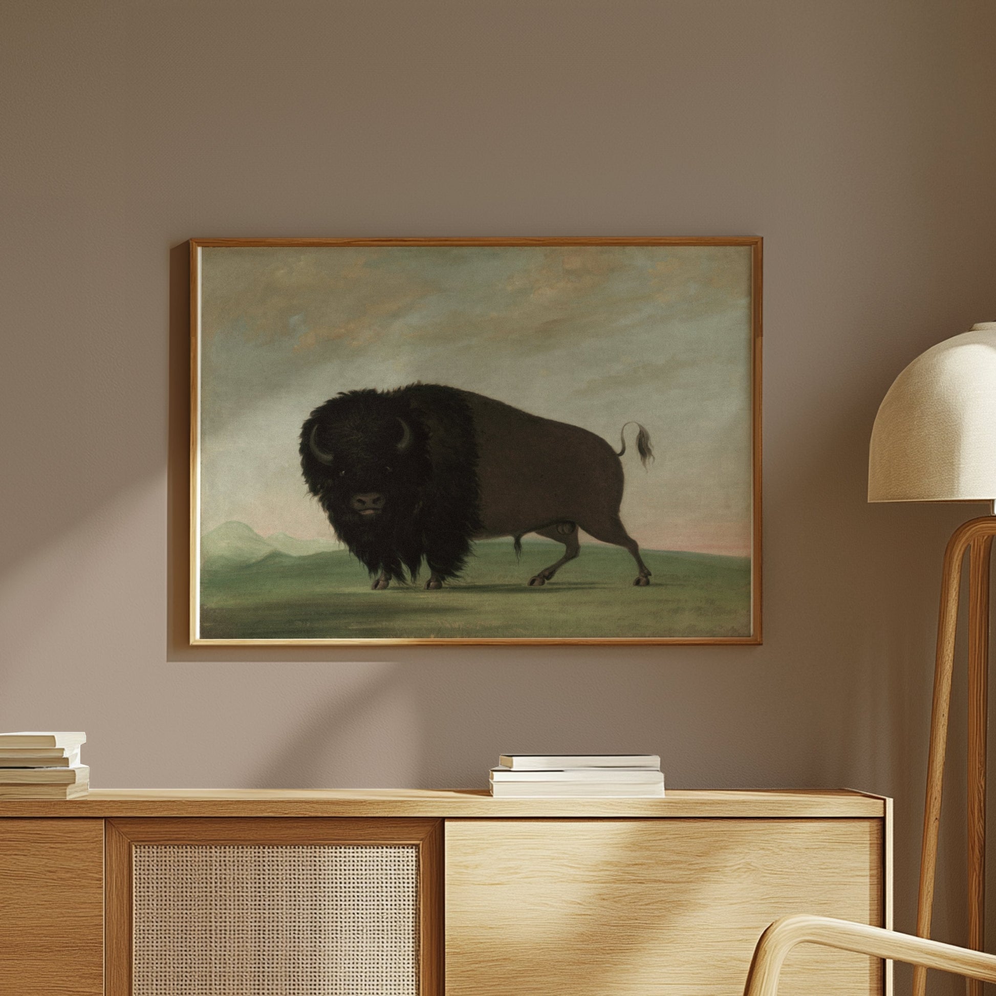 Premium Poster of Majestic Buffalo Standing Strong in Nature Scene Posters