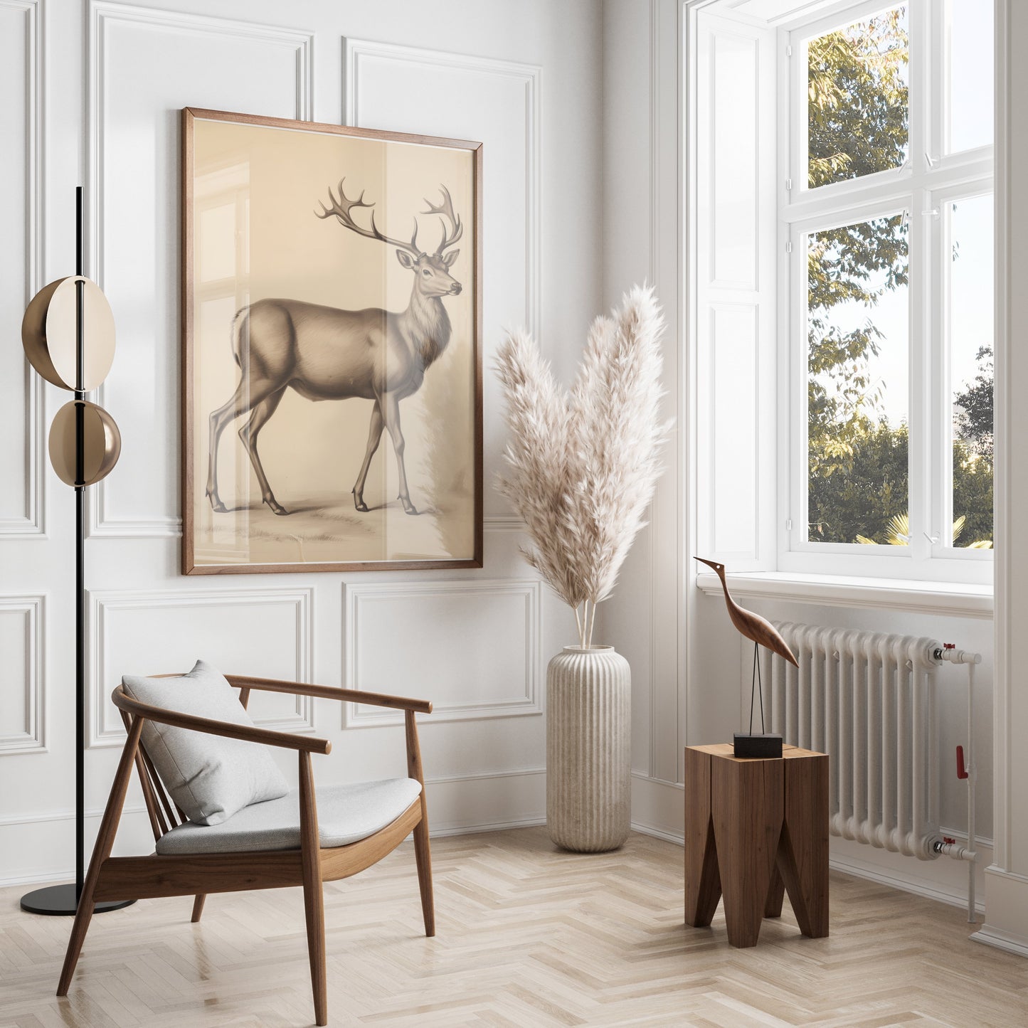 Premium Poster of Majestic Deer Illustration in Vintage Style Posters