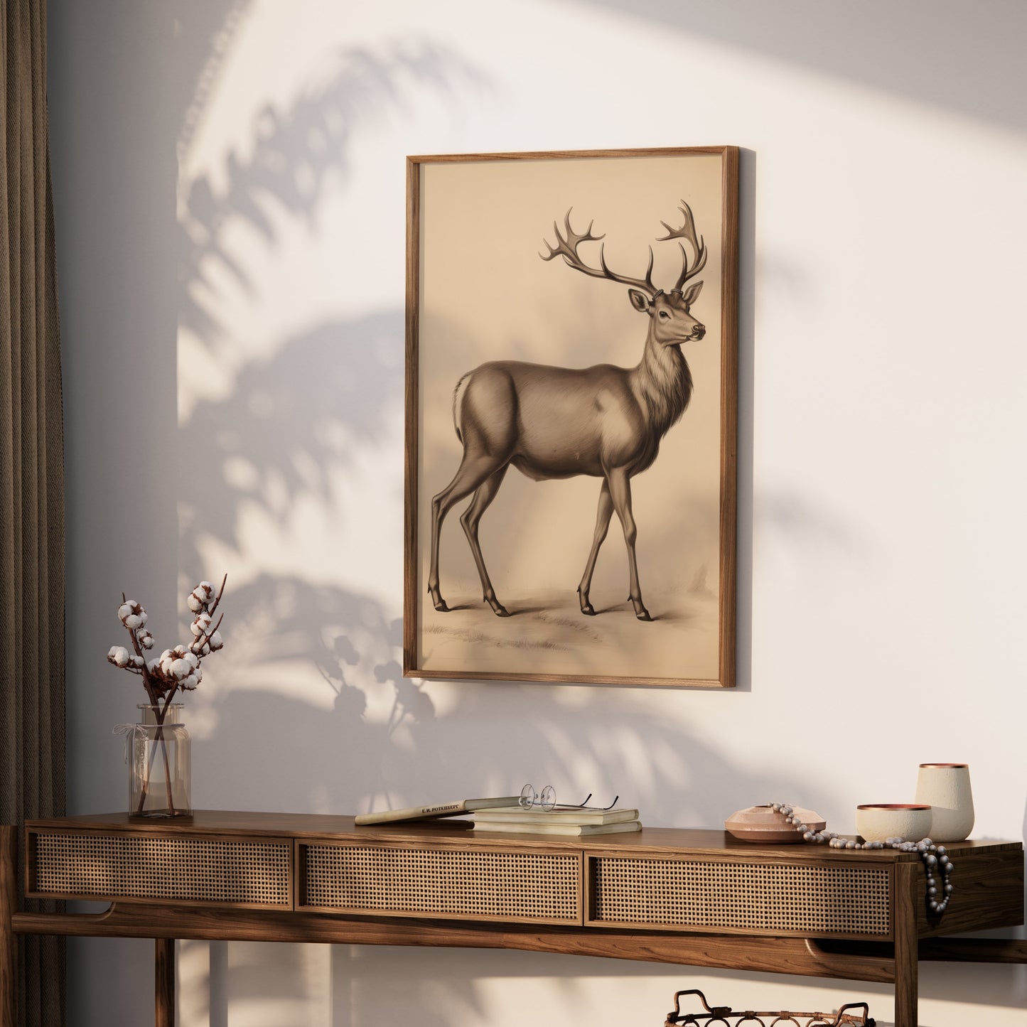 Premium Poster of Majestic Deer Illustration in Vintage Style Posters