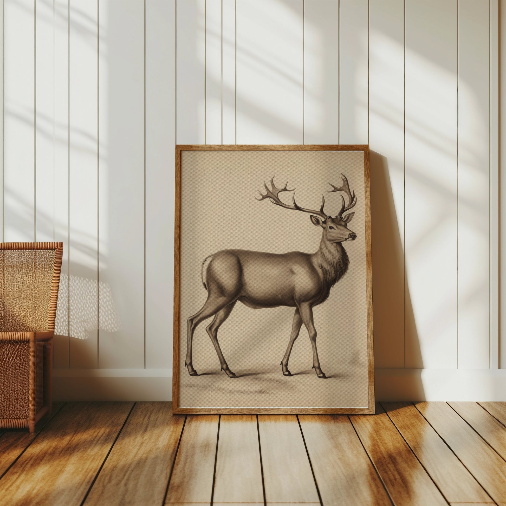 Premium Poster of Majestic Deer Illustration in Vintage Style Posters