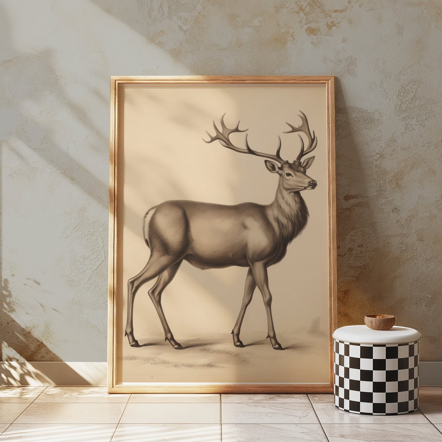 Premium Poster of Majestic Deer Illustration in Vintage Style Posters