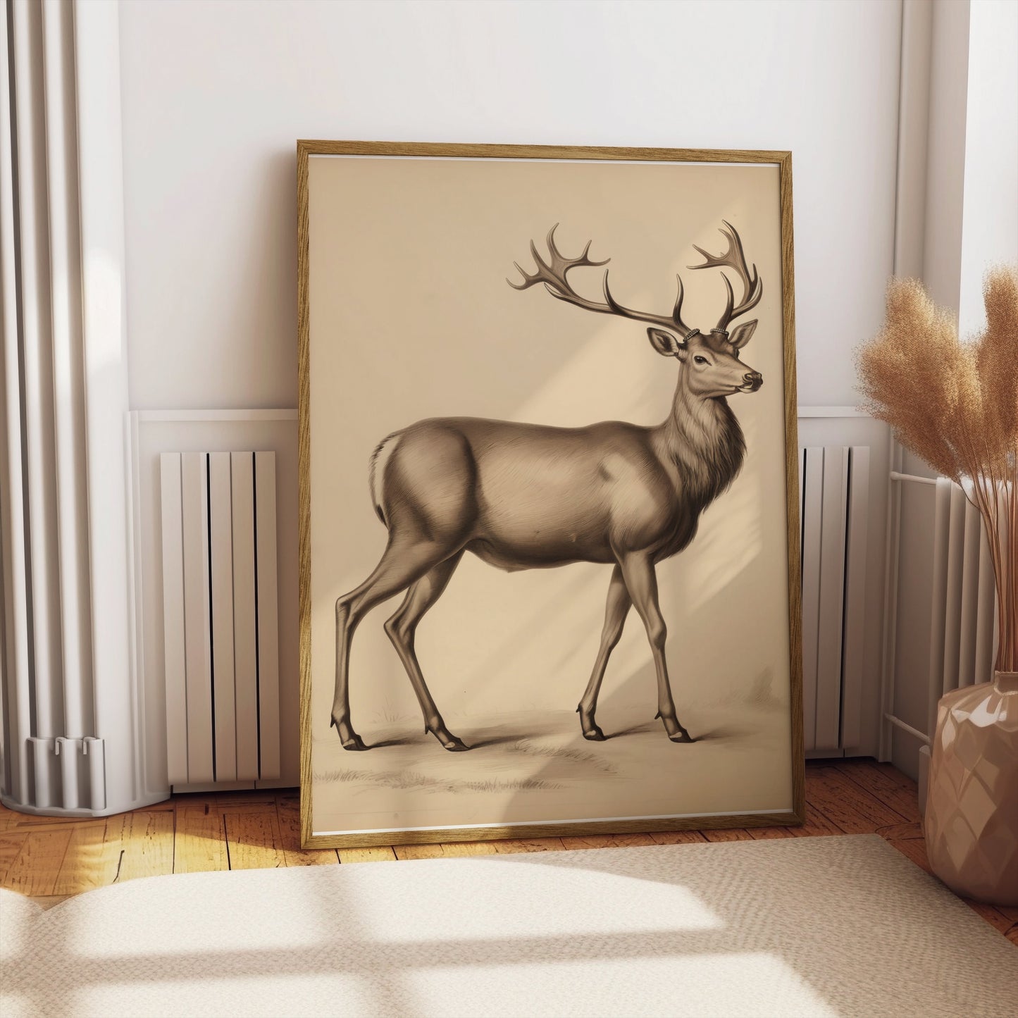 Premium Poster of Majestic Deer Illustration in Vintage Style Posters