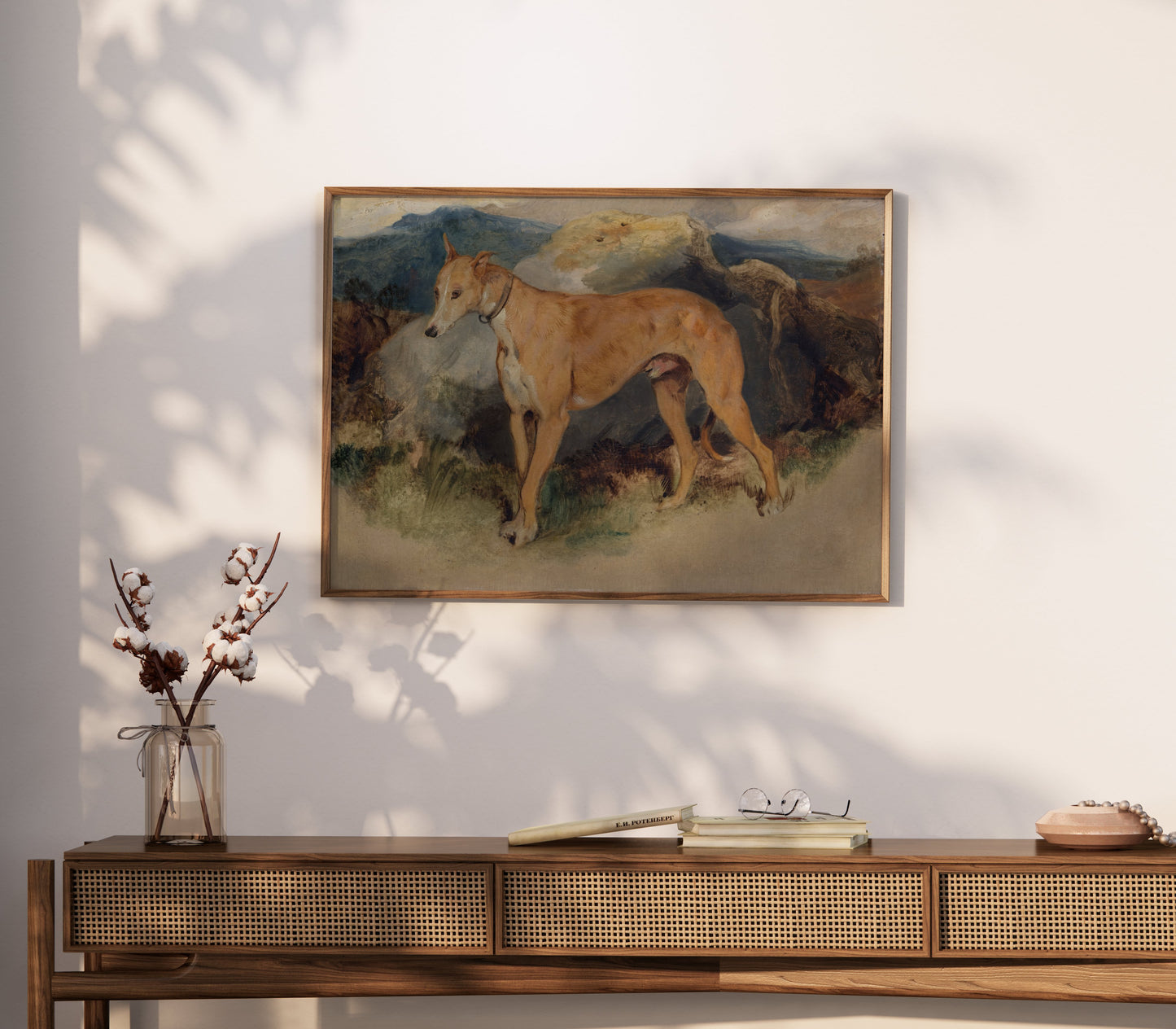 Premium Poster of Majestic Dog Against a Mountain Backdrop Posters