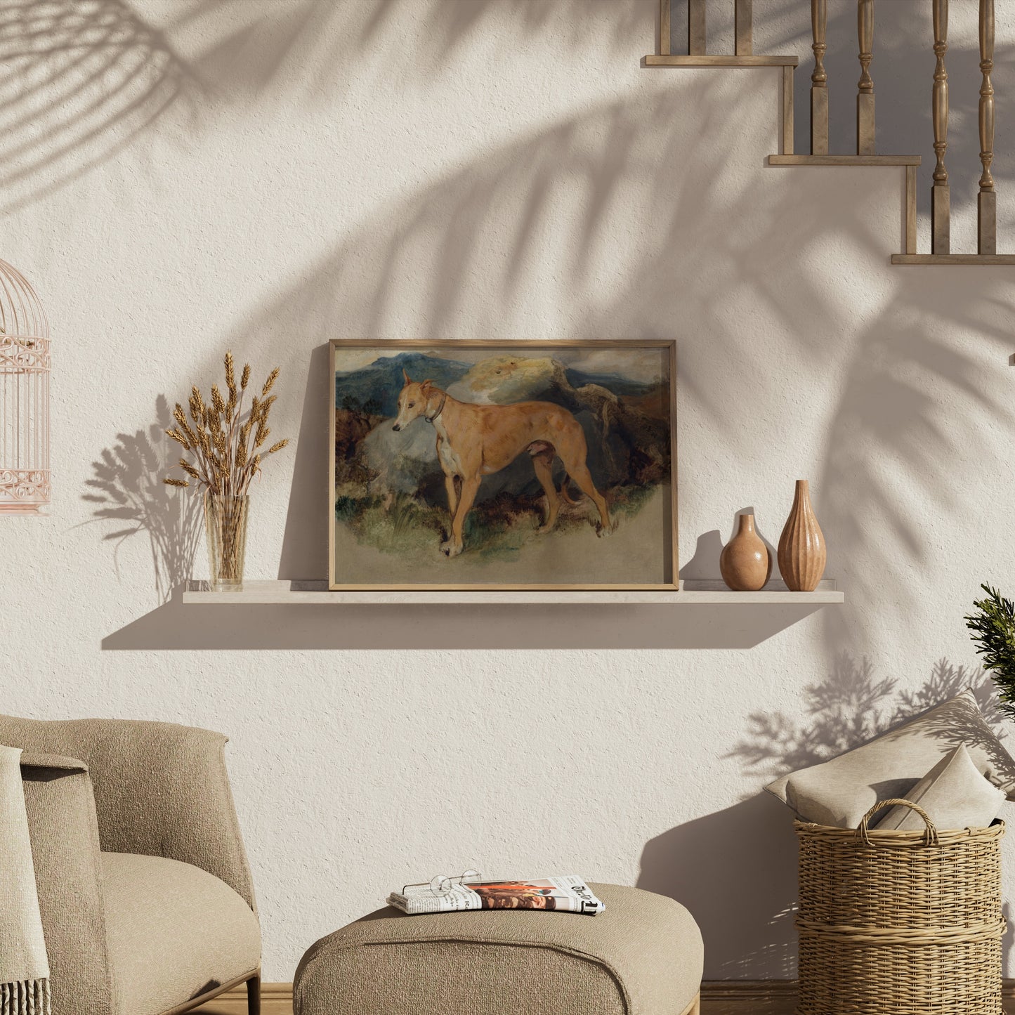 Premium Poster of Majestic Dog Against a Mountain Backdrop Posters