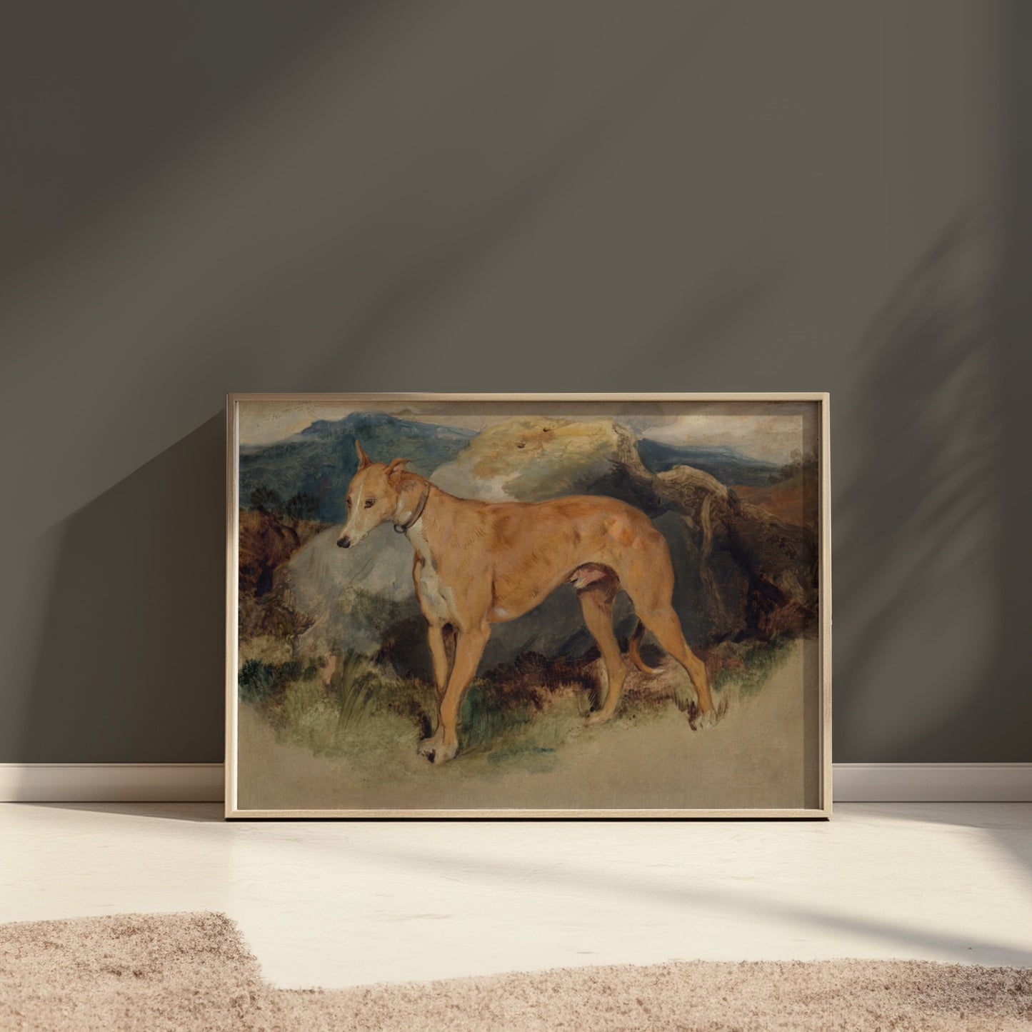 Premium Poster of Majestic Dog Against a Mountain Backdrop Posters