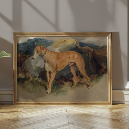 Premium Poster of Majestic Dog Against a Mountain Backdrop Posters