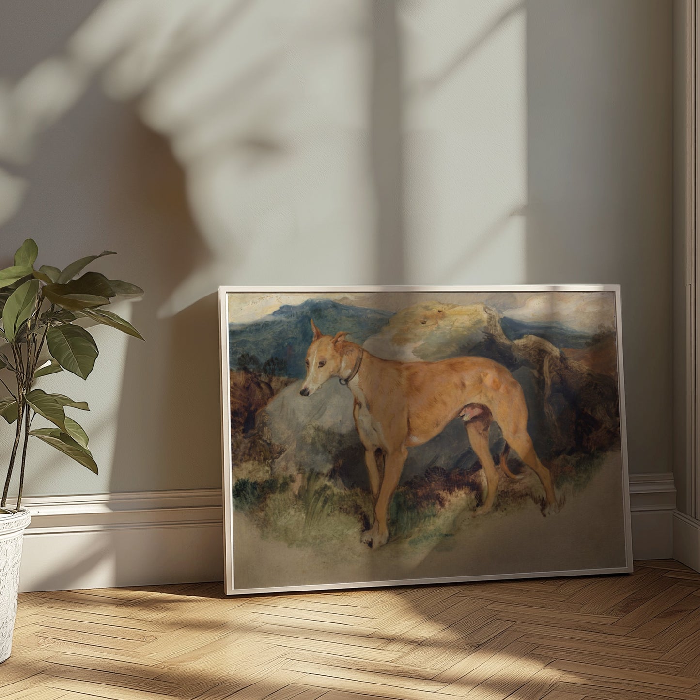 Premium Poster of Majestic Dog Against a Mountain Backdrop Posters