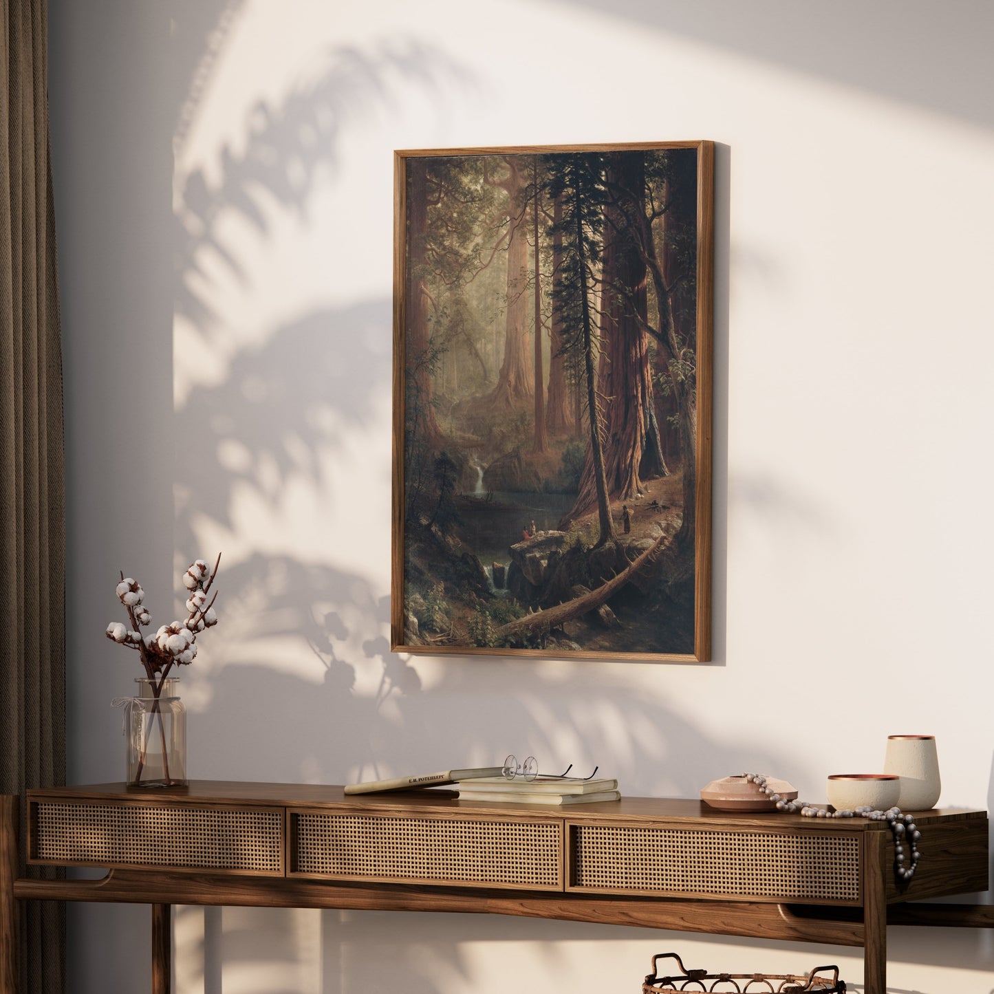 Premium Poster of Majestic Forest Landscape with Waterfall Posters
