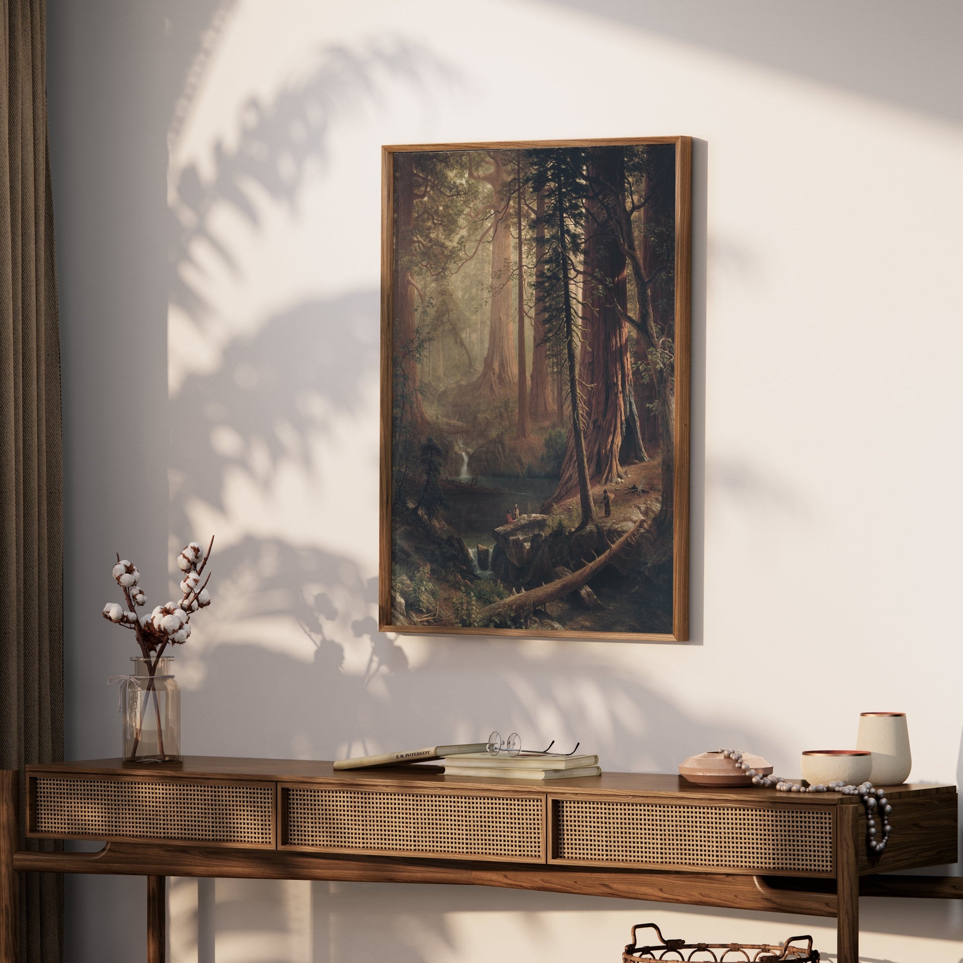 Premium Poster of Majestic Forest Landscape with Waterfall Posters