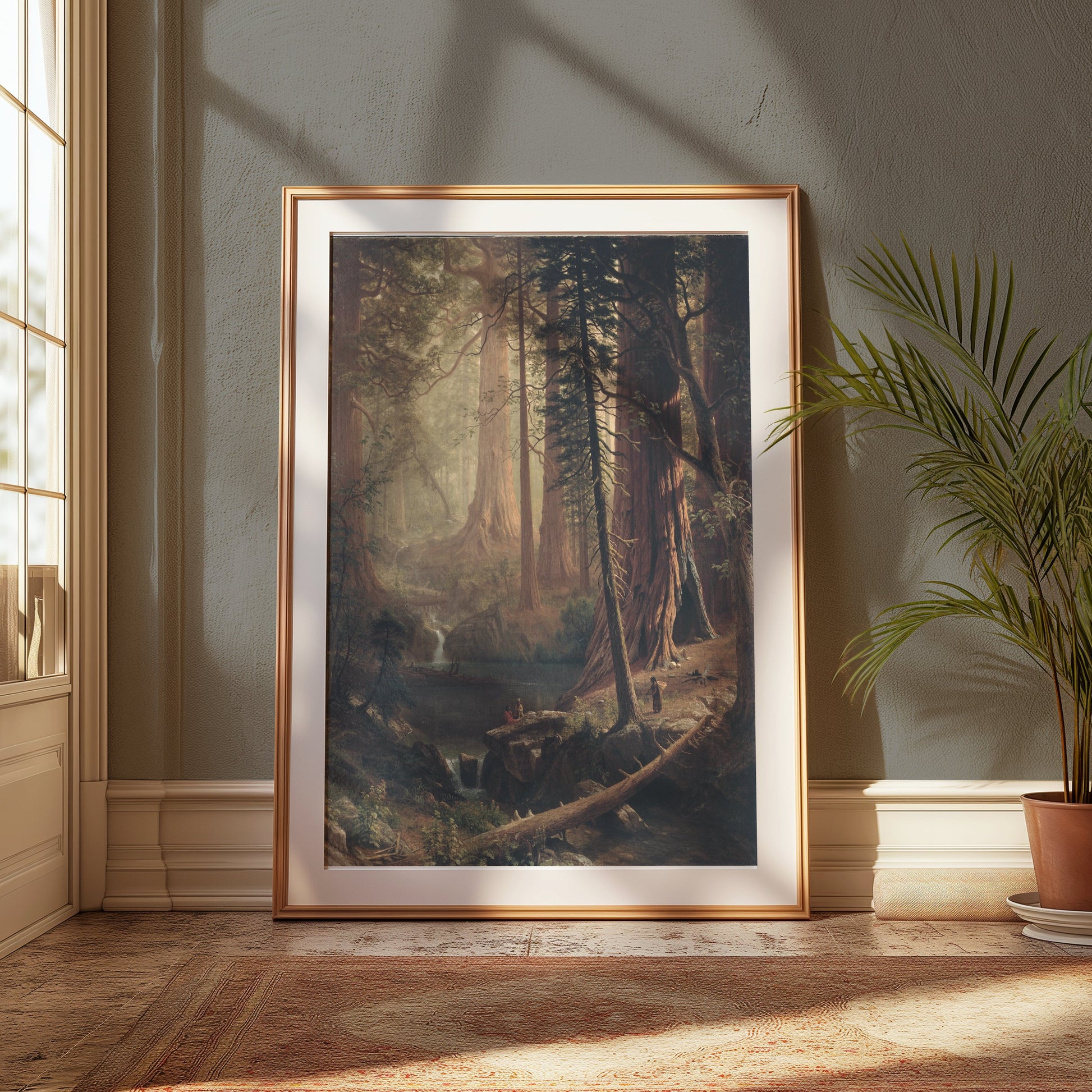 Premium Poster of Majestic Forest Landscape with Waterfall Posters