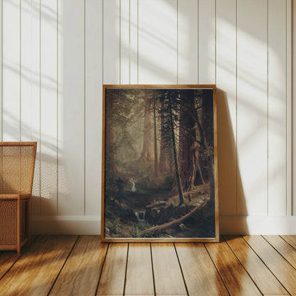 Premium Poster of Majestic Forest Landscape with Waterfall Posters