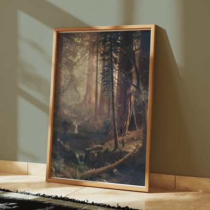 Premium Poster of Majestic Forest Landscape with Waterfall Posters