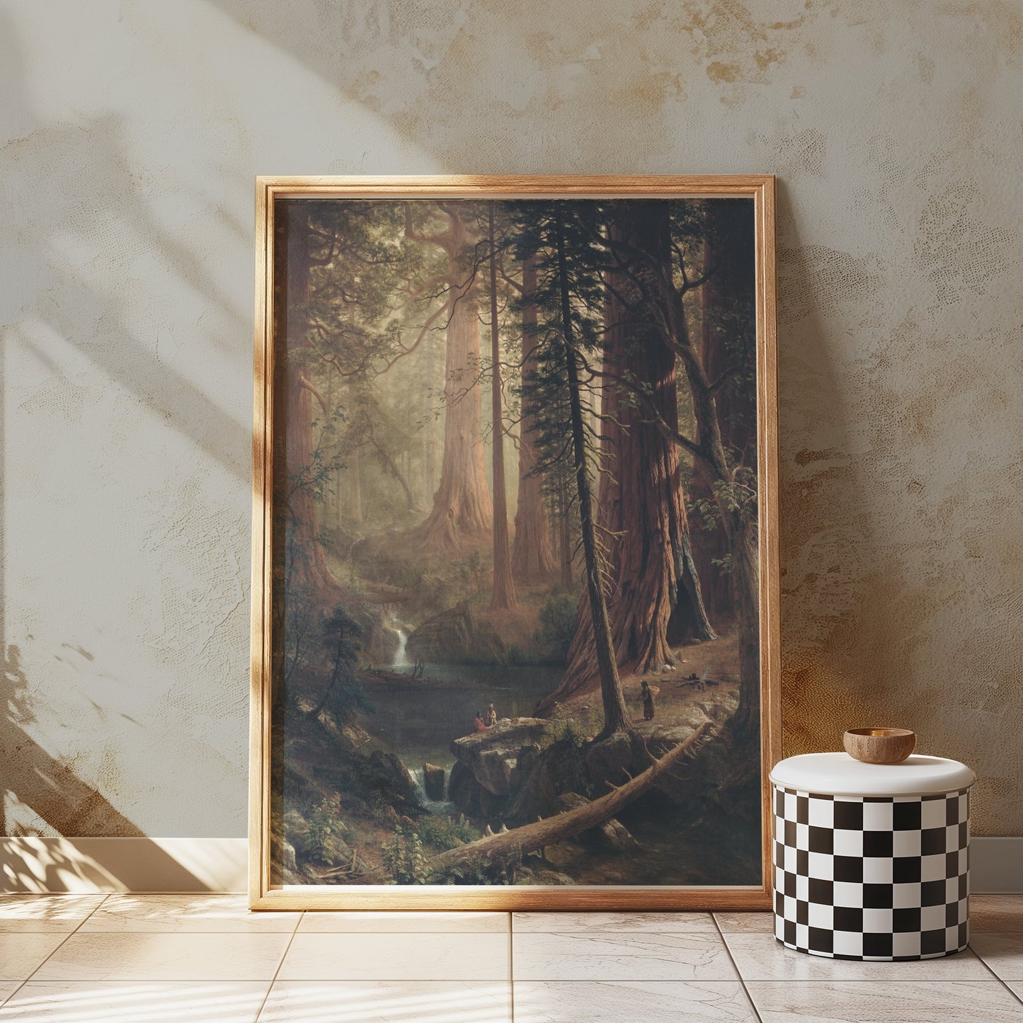 Premium Poster of Majestic Forest Landscape with Waterfall Posters