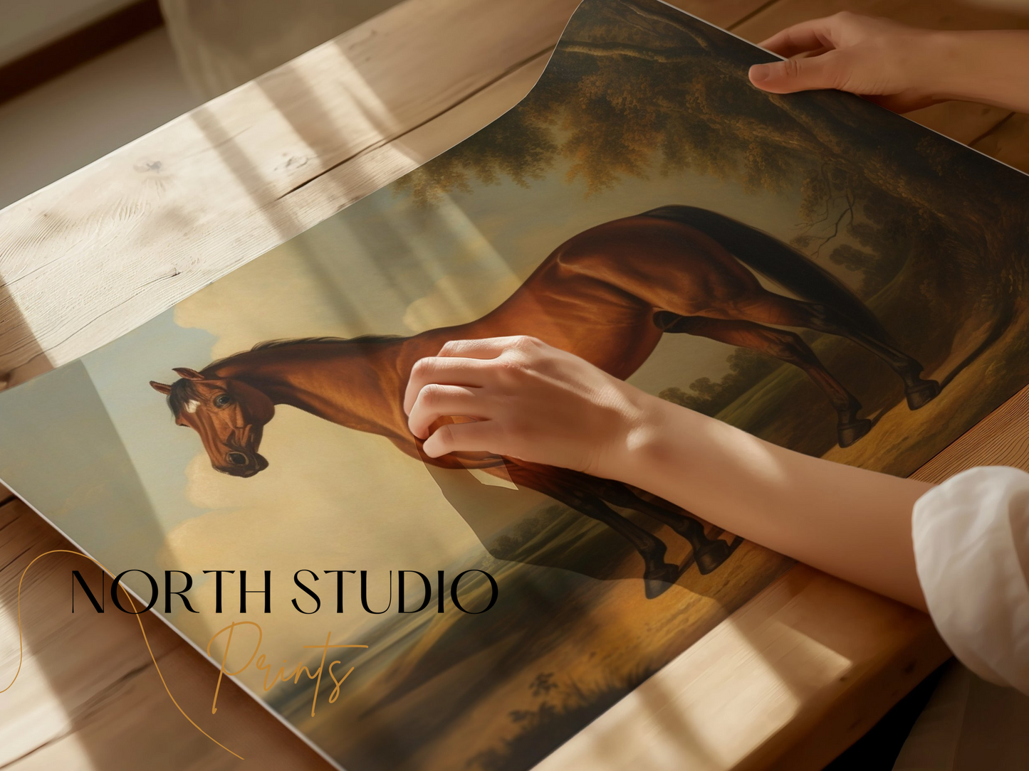 Premium Poster of Majestic Horse Standing Artwork Landscape Posters