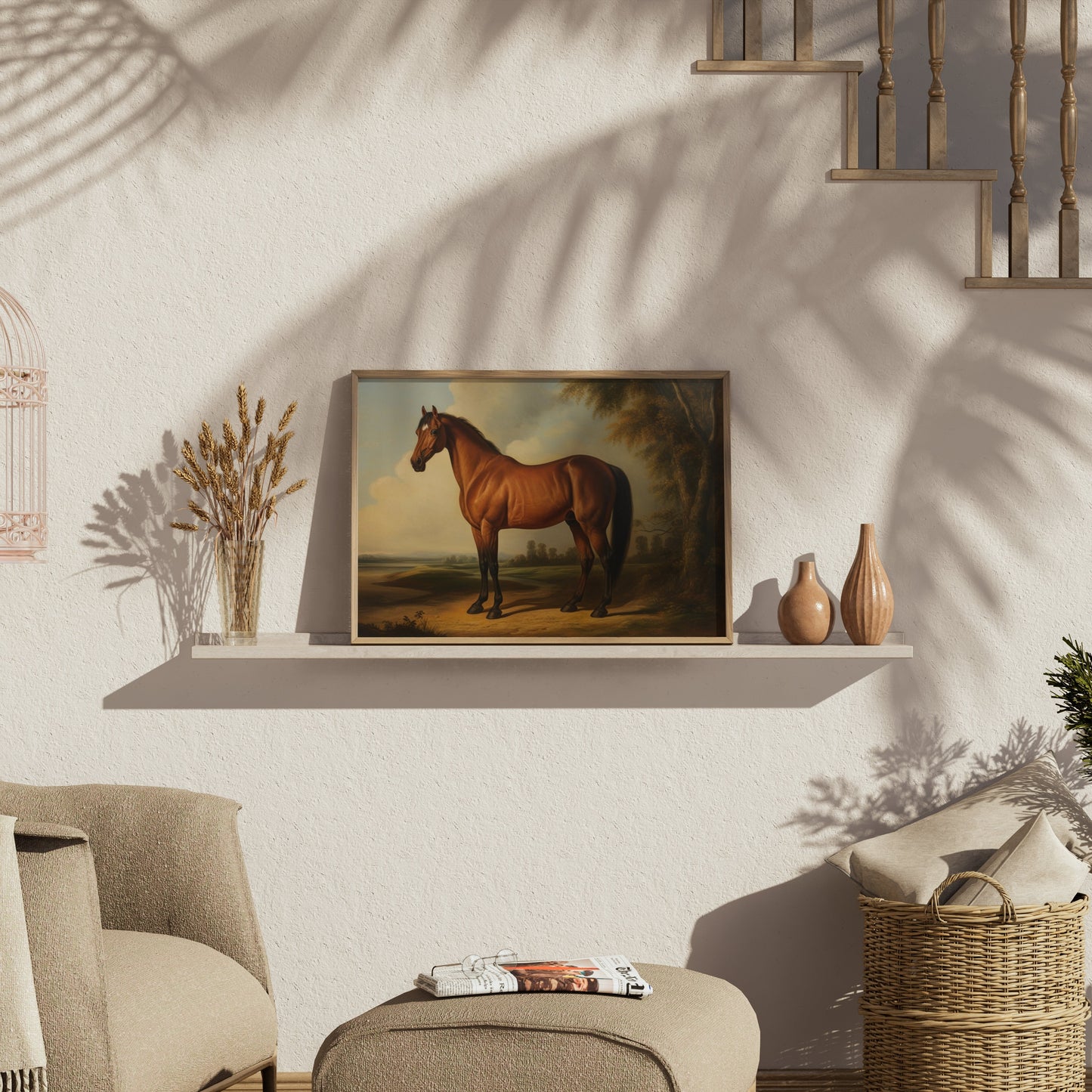 Premium Poster of Majestic Horse Standing Artwork Landscape Posters