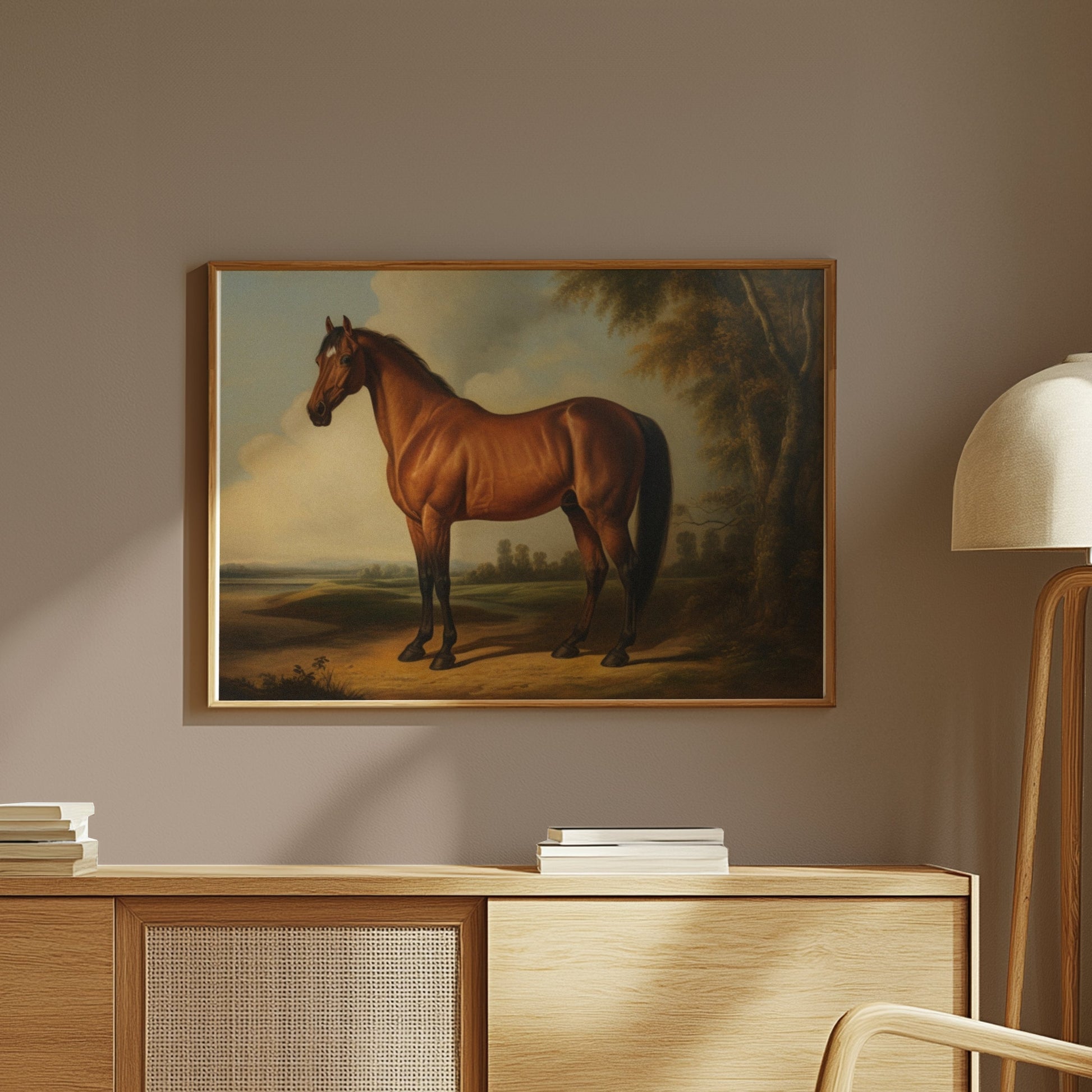 Premium Poster of Majestic Horse Standing Artwork Landscape Posters