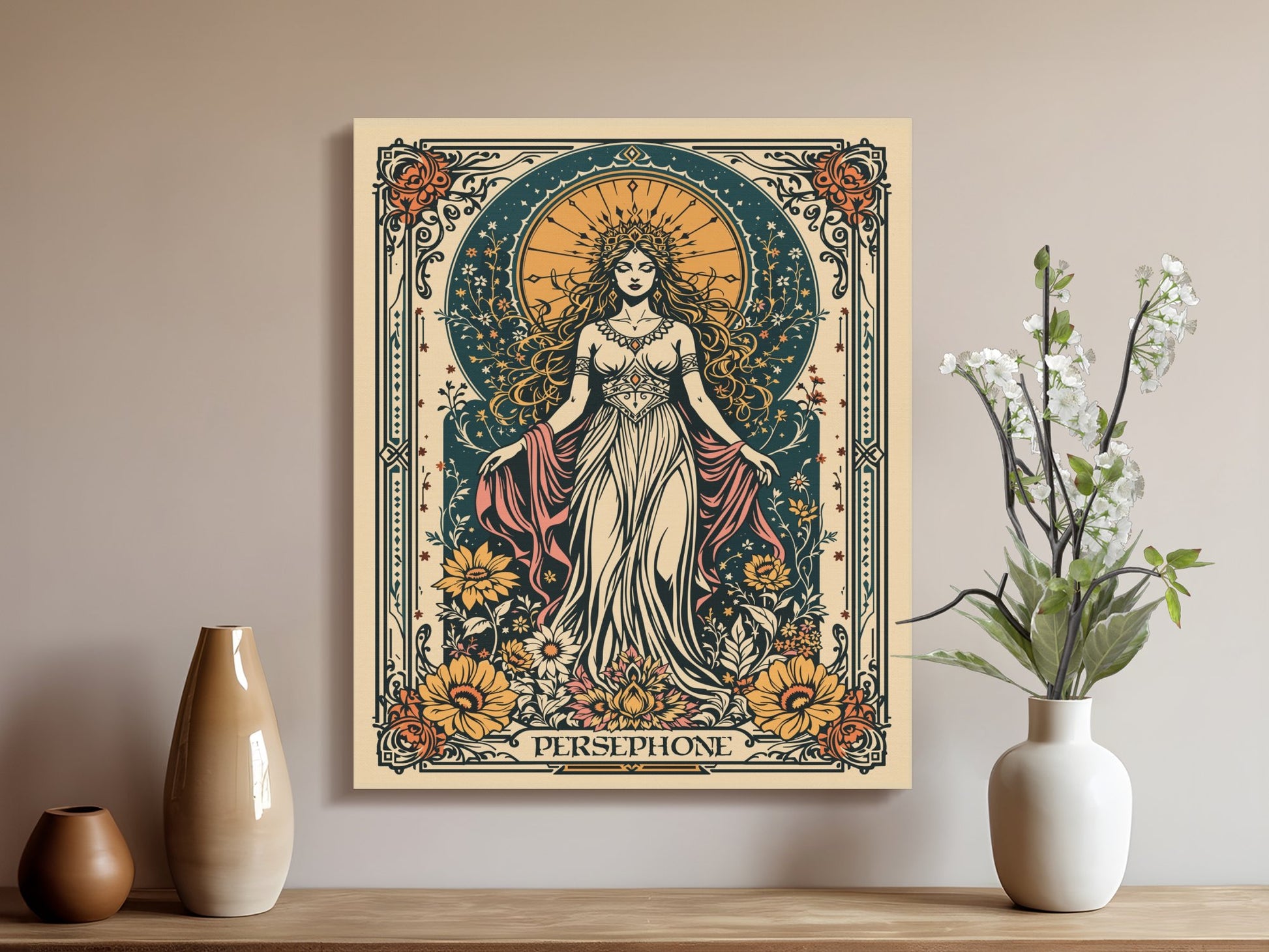 Premium Poster of Majestic Persephone Greek Goddess Gothic Art Canvas Wraps