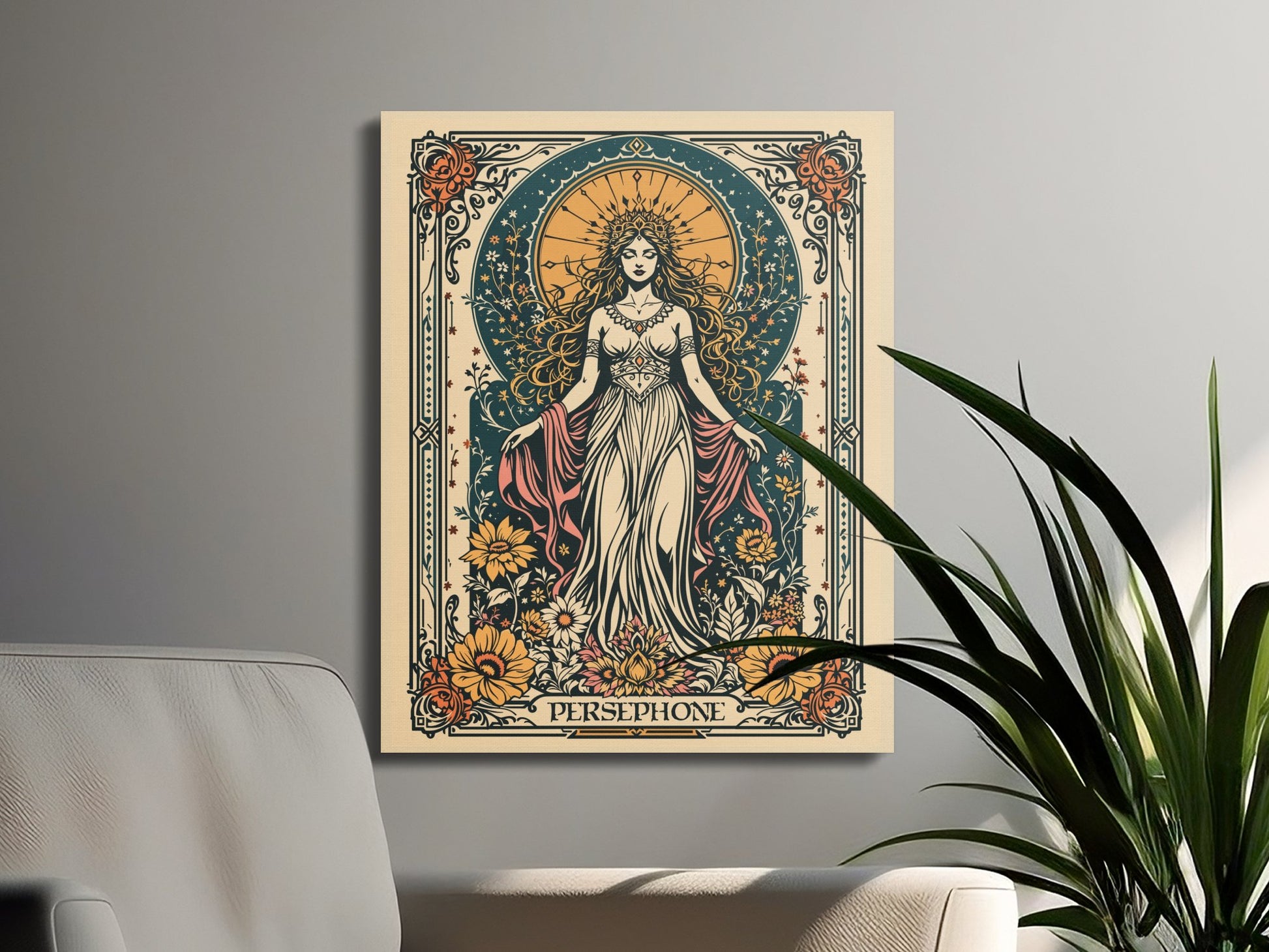 Premium Poster of Majestic Persephone Greek Goddess Gothic Art Canvas Wraps