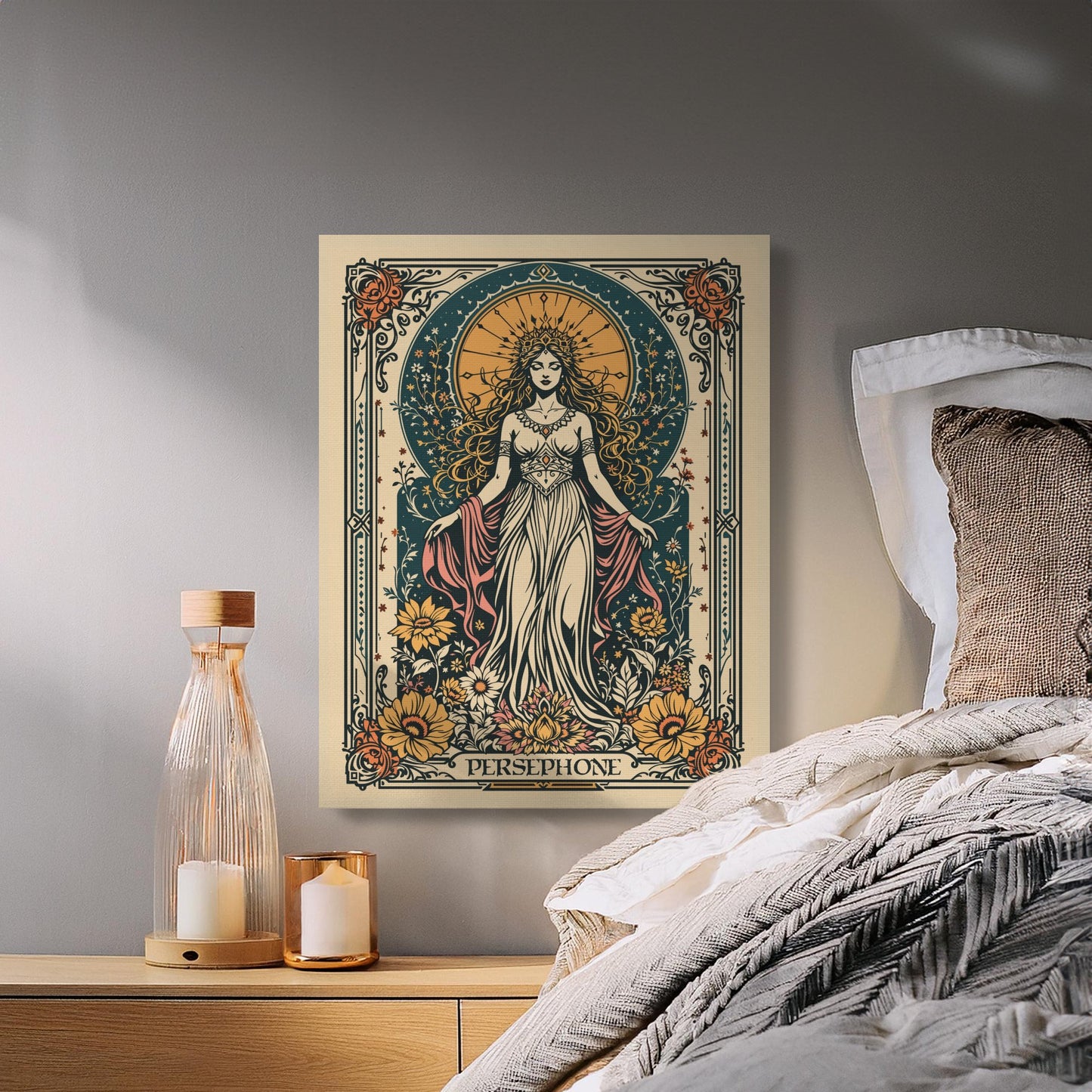 Premium Poster of Majestic Persephone Greek Goddess Gothic Art Canvas Wraps