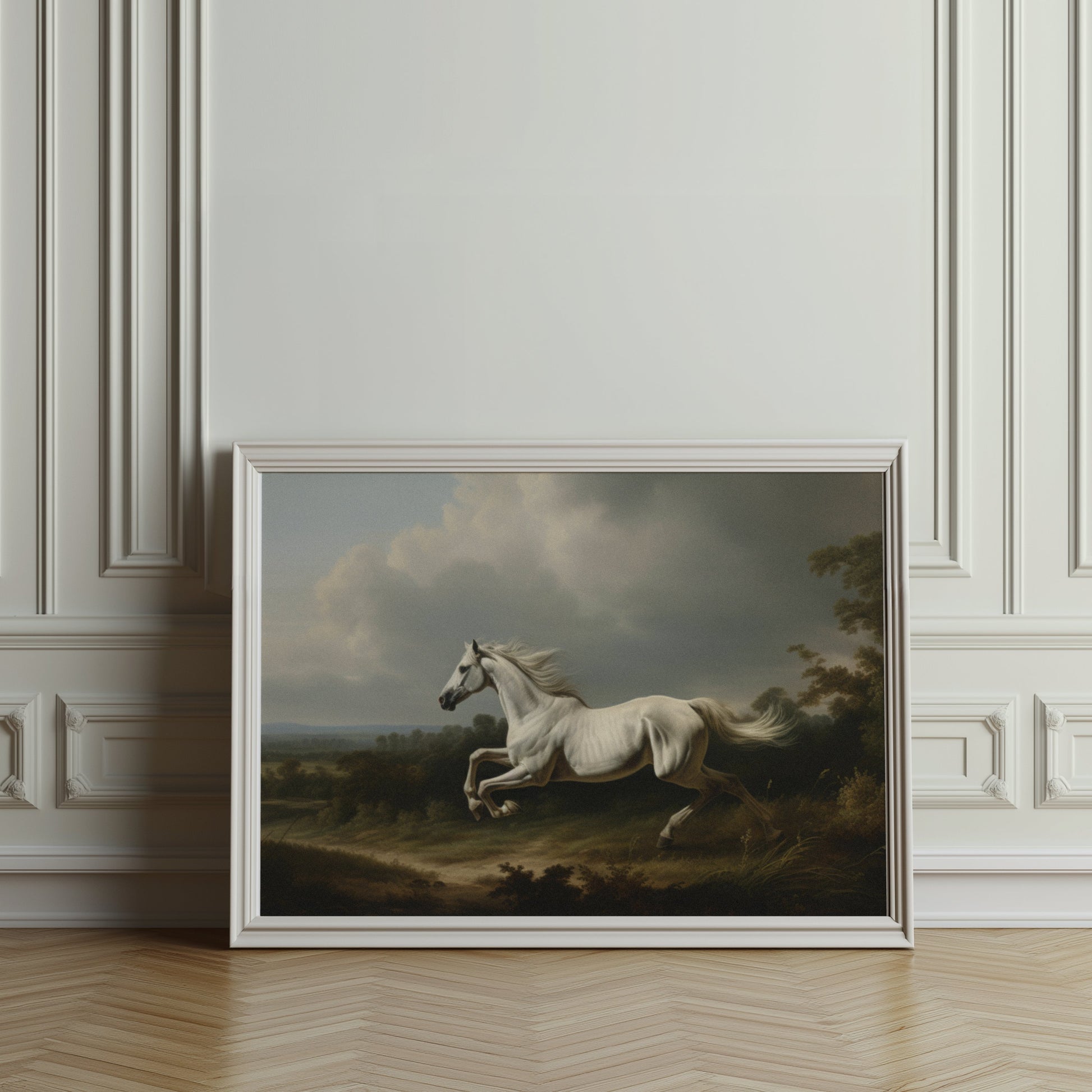 Premium Poster of Majestic White Horse Running in Nature Posters