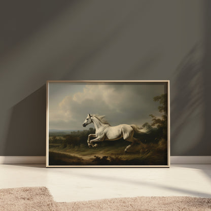 Premium Poster of Majestic White Horse Running in Nature Posters