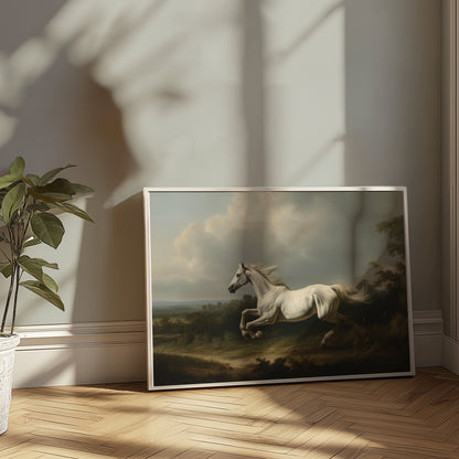 Premium Poster of Majestic White Horse Running in Nature Posters