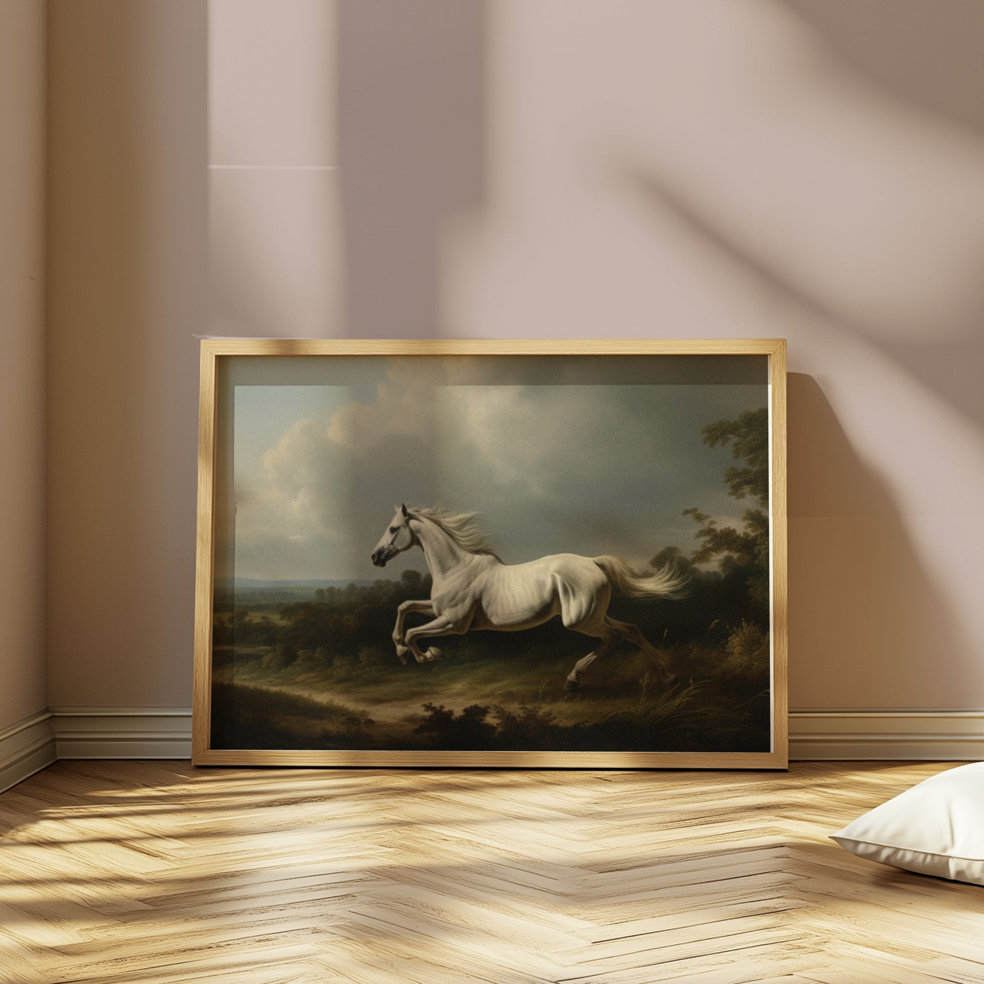 Premium Poster of Majestic White Horse Running in Nature Posters