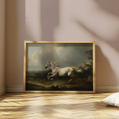 Premium Poster of Majestic White Horse Running in Nature Posters
