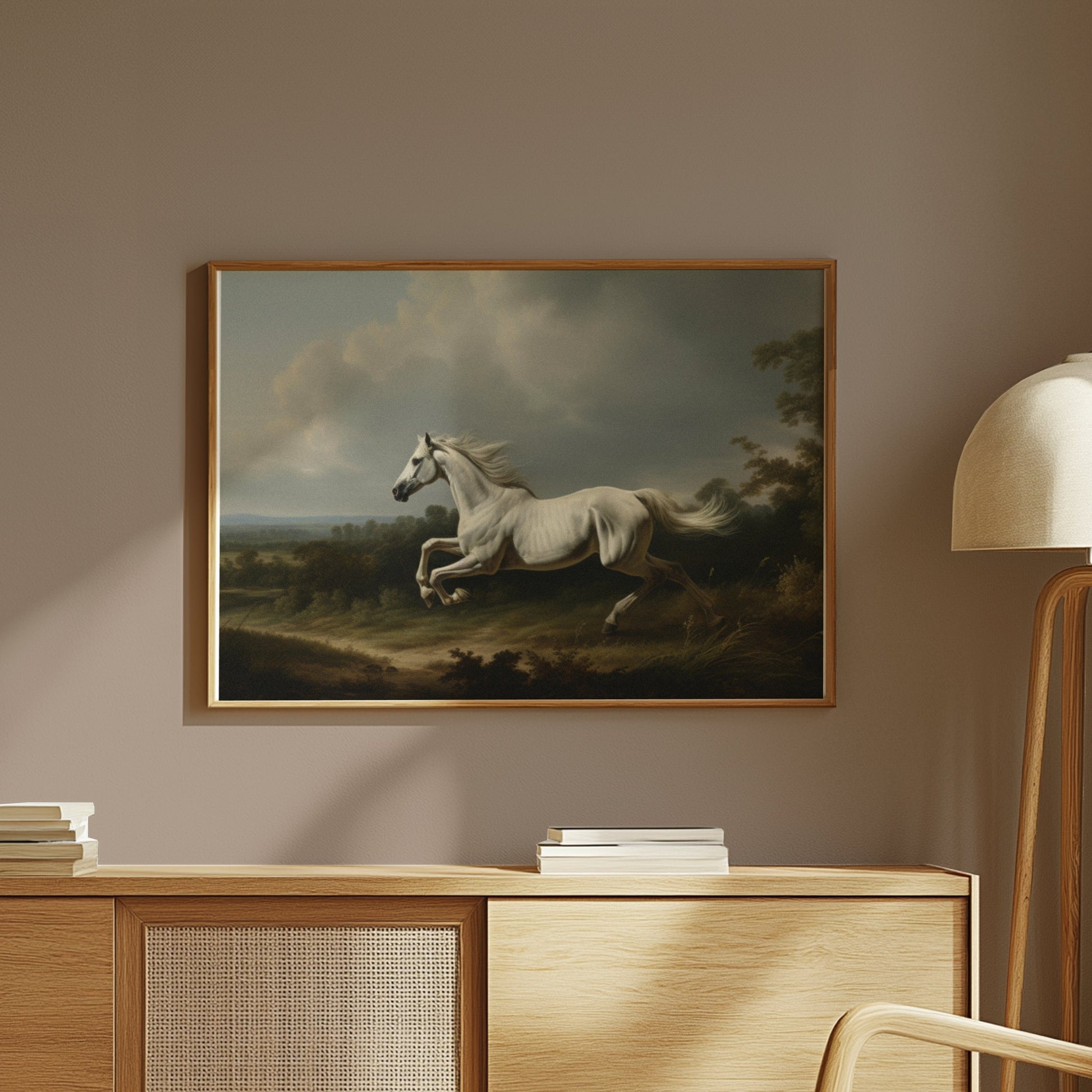 Premium Poster of Majestic White Horse Running in Nature Posters