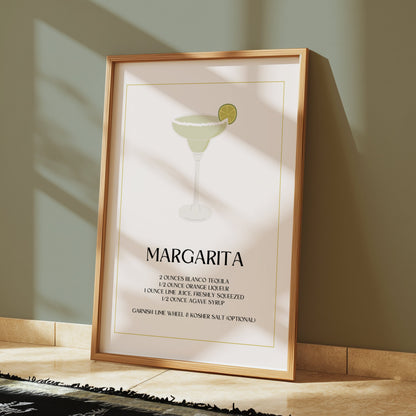 Premium Poster of Margarita Recipe Poster With Elegant Design Posters