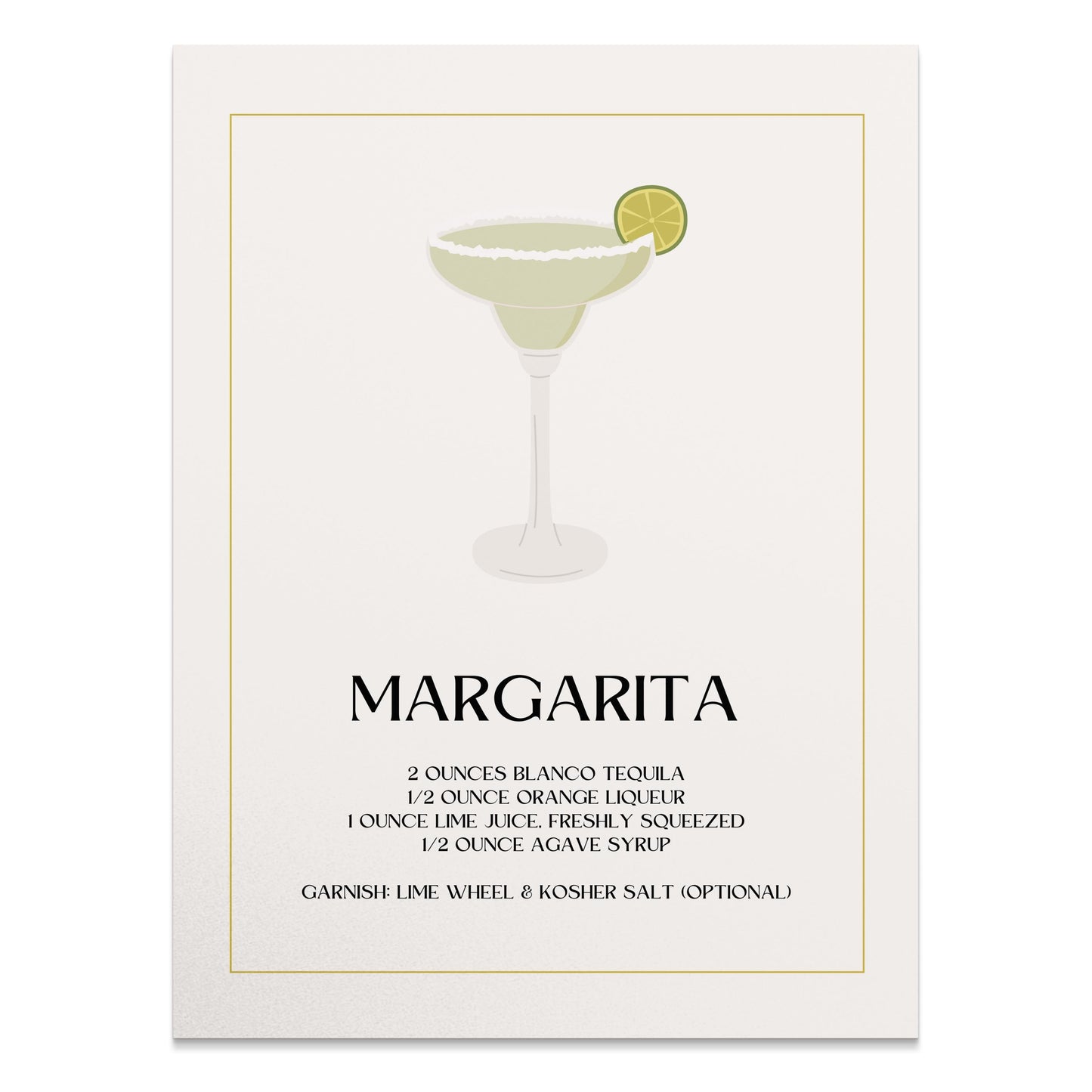 Premium Poster of Margarita Recipe Poster With Elegant Design Posters