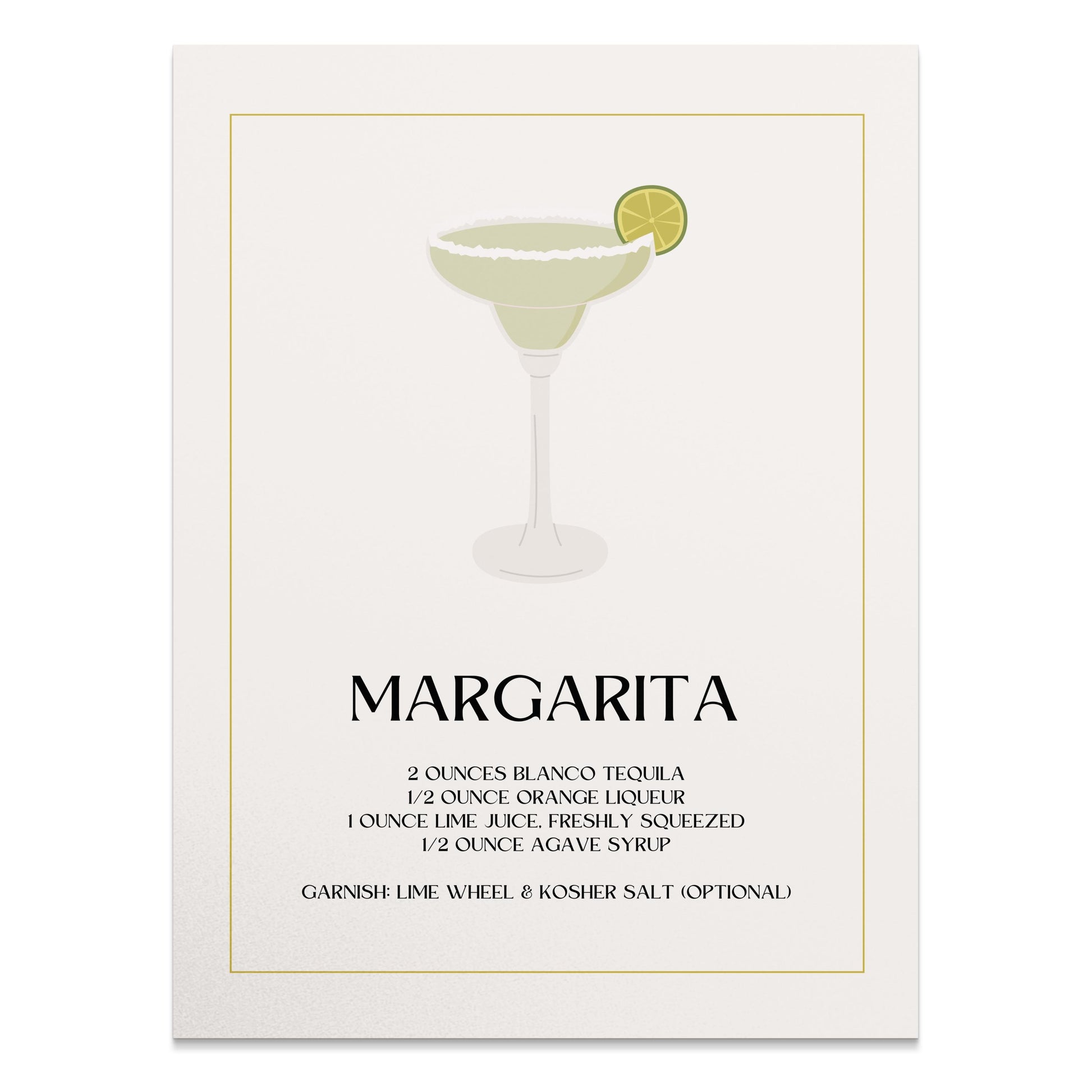 Premium Poster of Margarita Recipe Poster With Elegant Design Posters