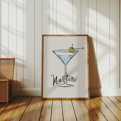 Premium Poster of Martini Illustration with Olive Decoration Posters