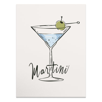 Premium Poster of Martini Illustration with Olive Decoration Posters