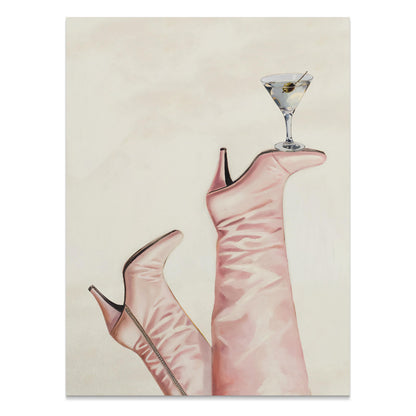 Premium Poster of Martini on Pink High Heel Boots Design Posters