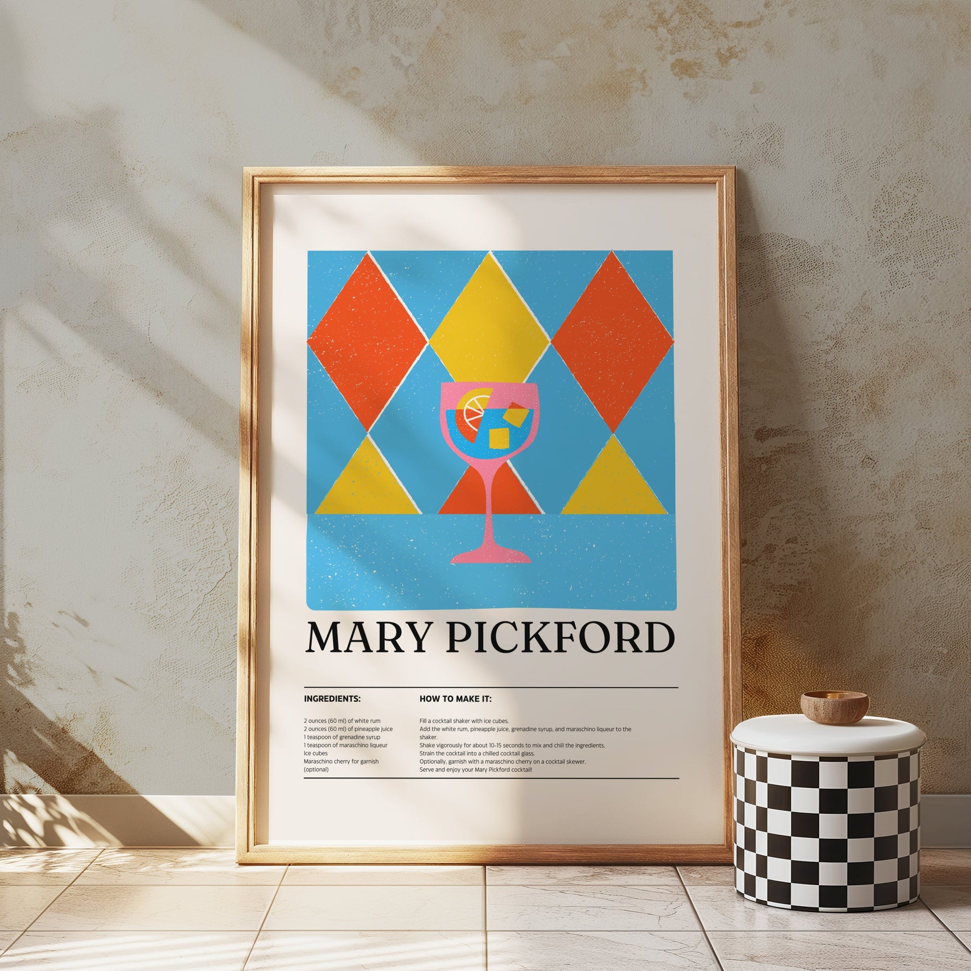Premium Poster of Mary Pickford Cocktail Recipe Art Print Posters