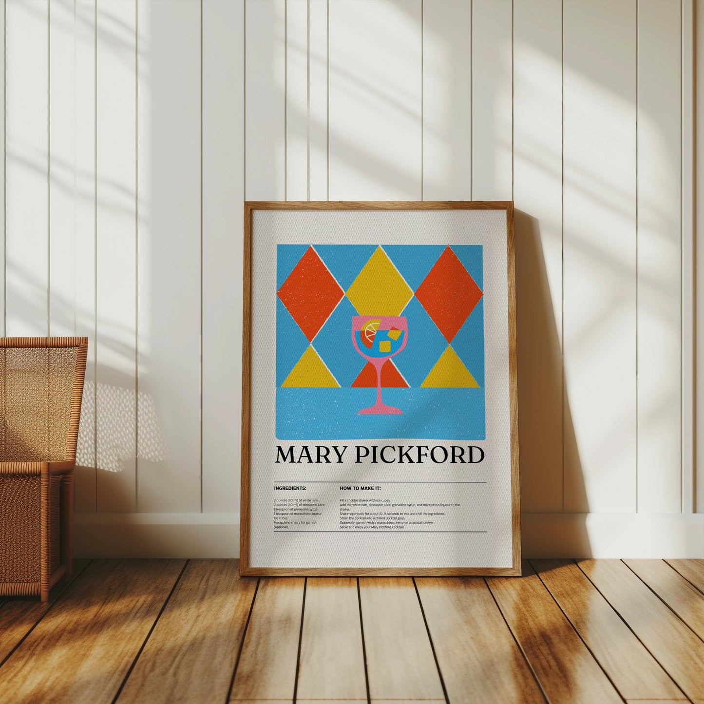 Premium Poster of Mary Pickford Cocktail Recipe Art Print Posters