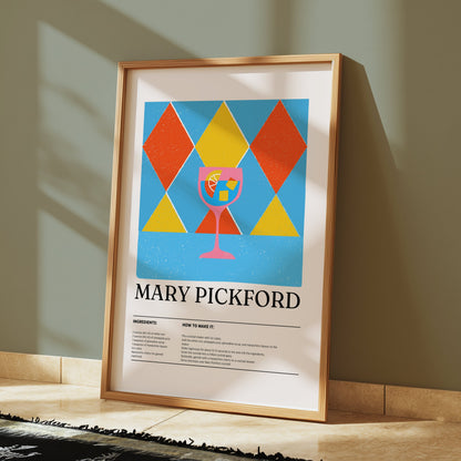 Premium Poster of Mary Pickford Cocktail Recipe Art Print Posters