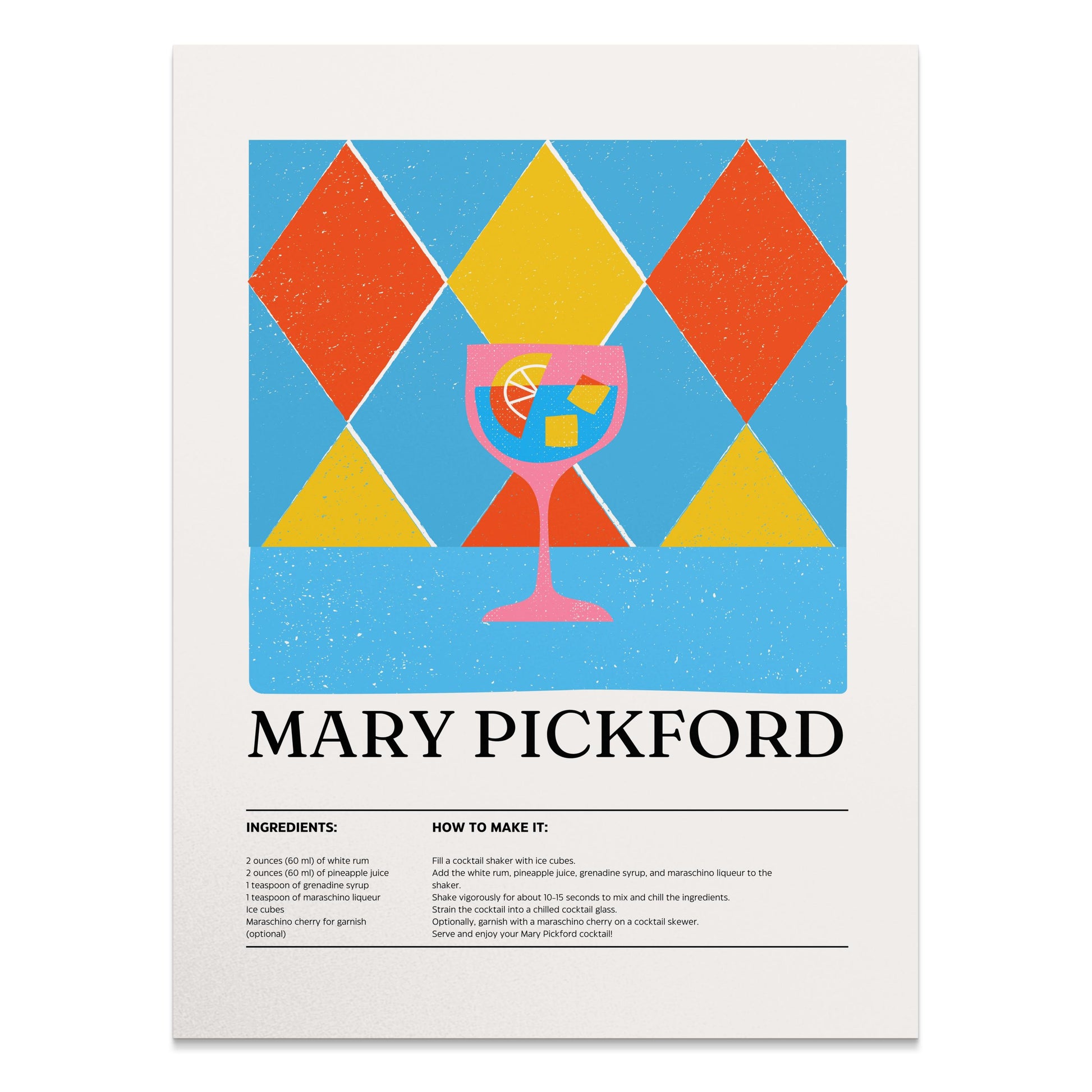 Premium Poster of Mary Pickford Cocktail Recipe Art Print Posters